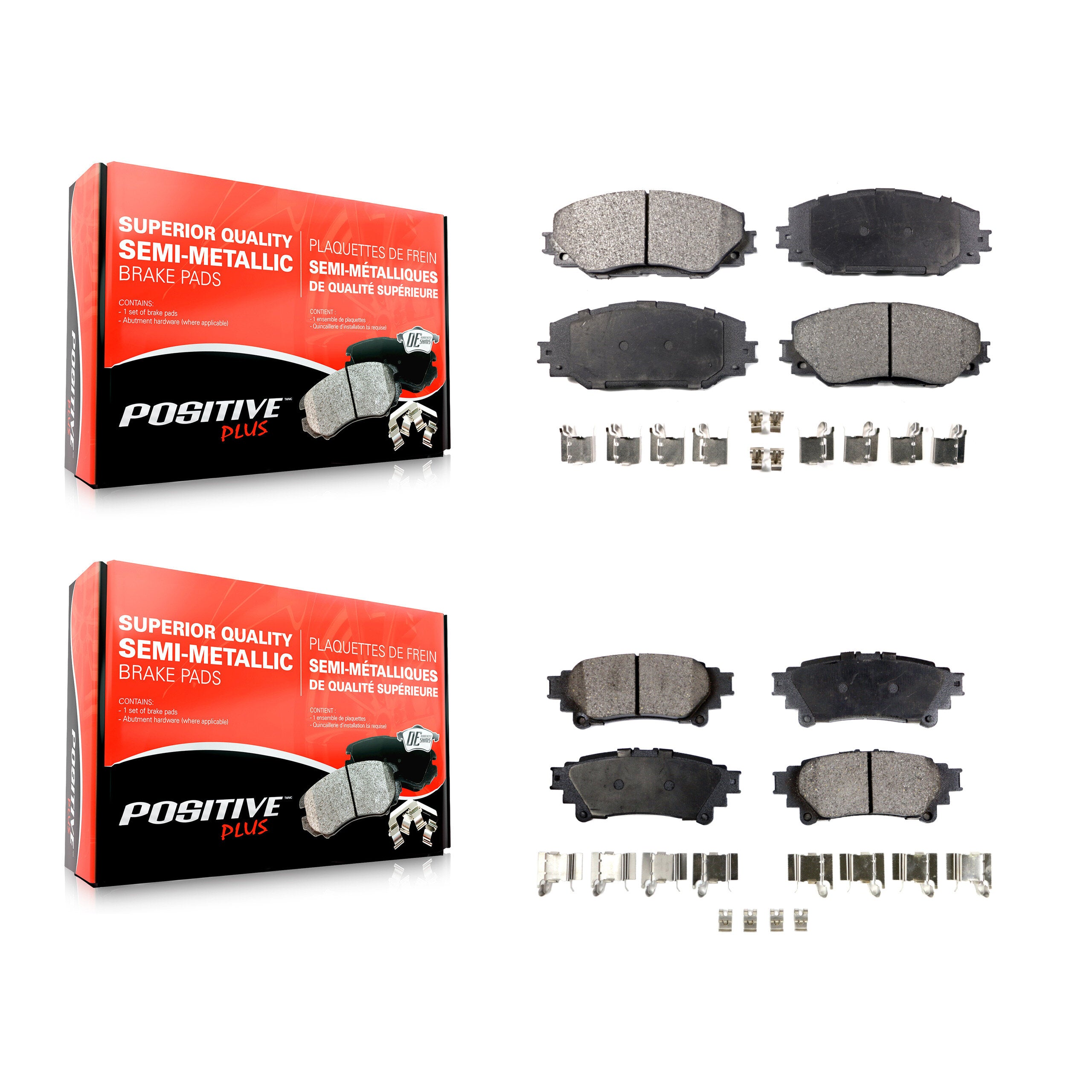 Positive Plus KPF-100088 Disc Brake Pad for 2012-2018 Toyota Prius V - Front and Rear