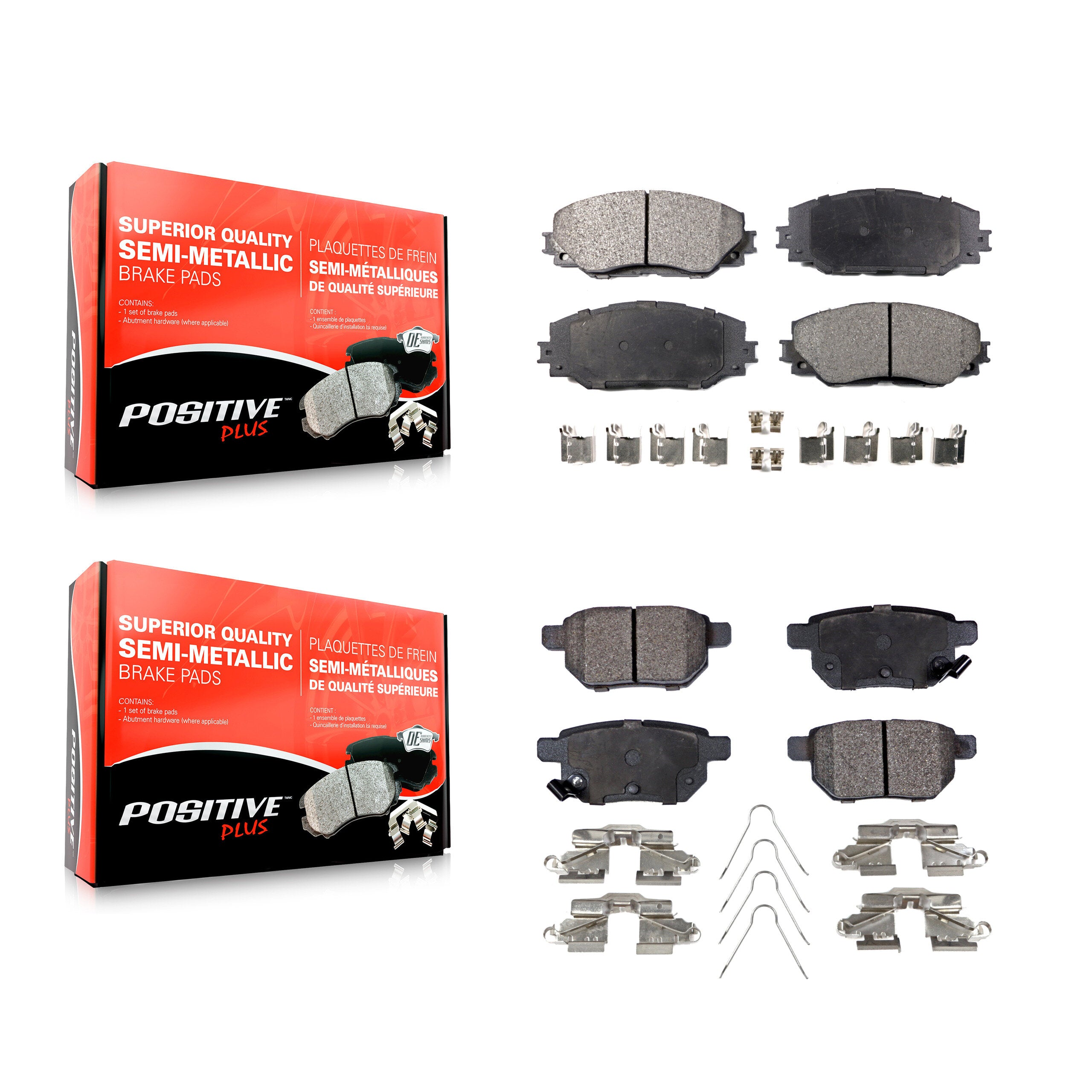 Positive Plus KPF-100089 Disc Brake Pad for 2008-2019 Toyota Corolla, Toyota Matrix and More - Front and Rear