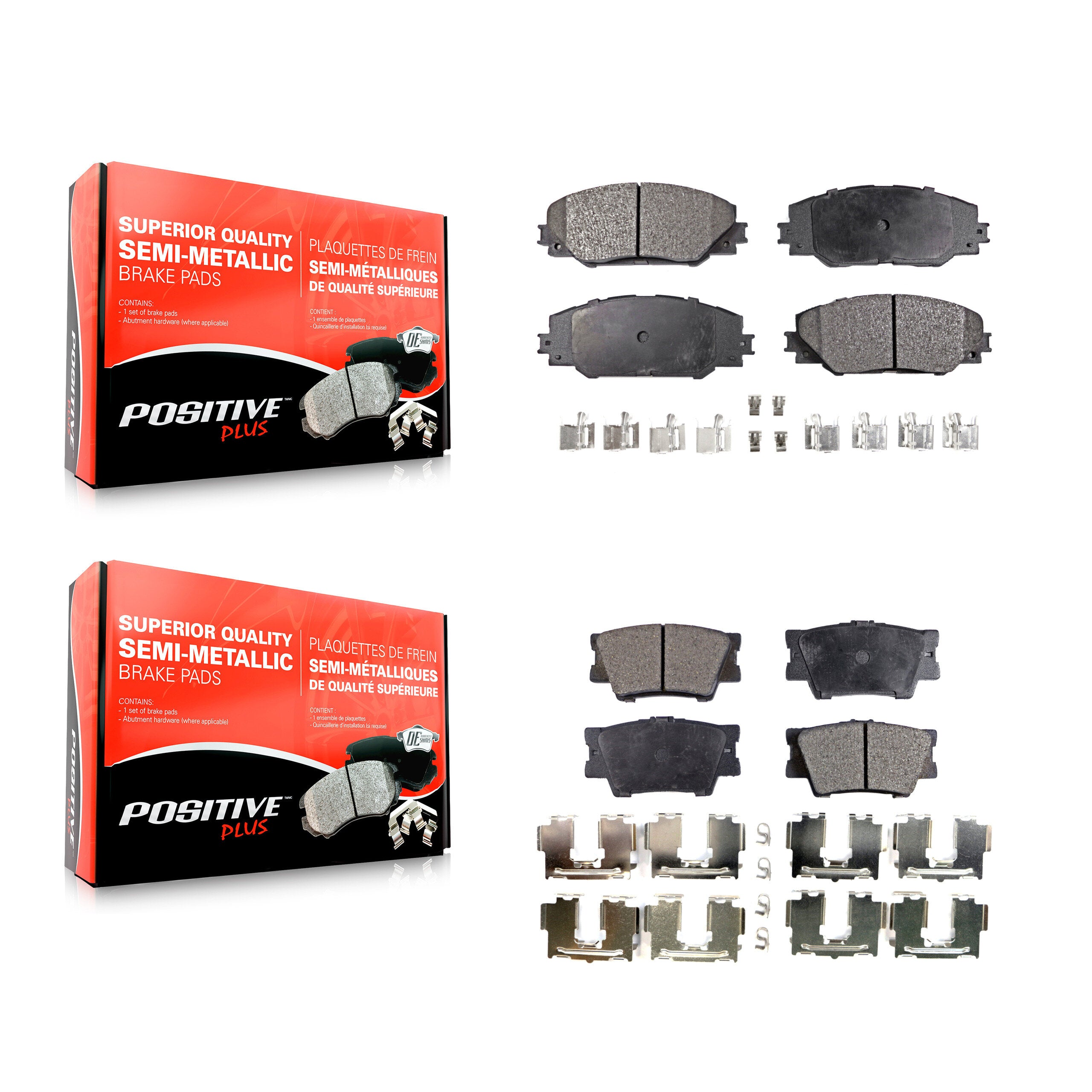 Positive Plus KPF-100090 Disc Brake Pad for 2006-2018 Toyota RAV4, Pontiac Vibe, Toyota Matrix - Front and Rear