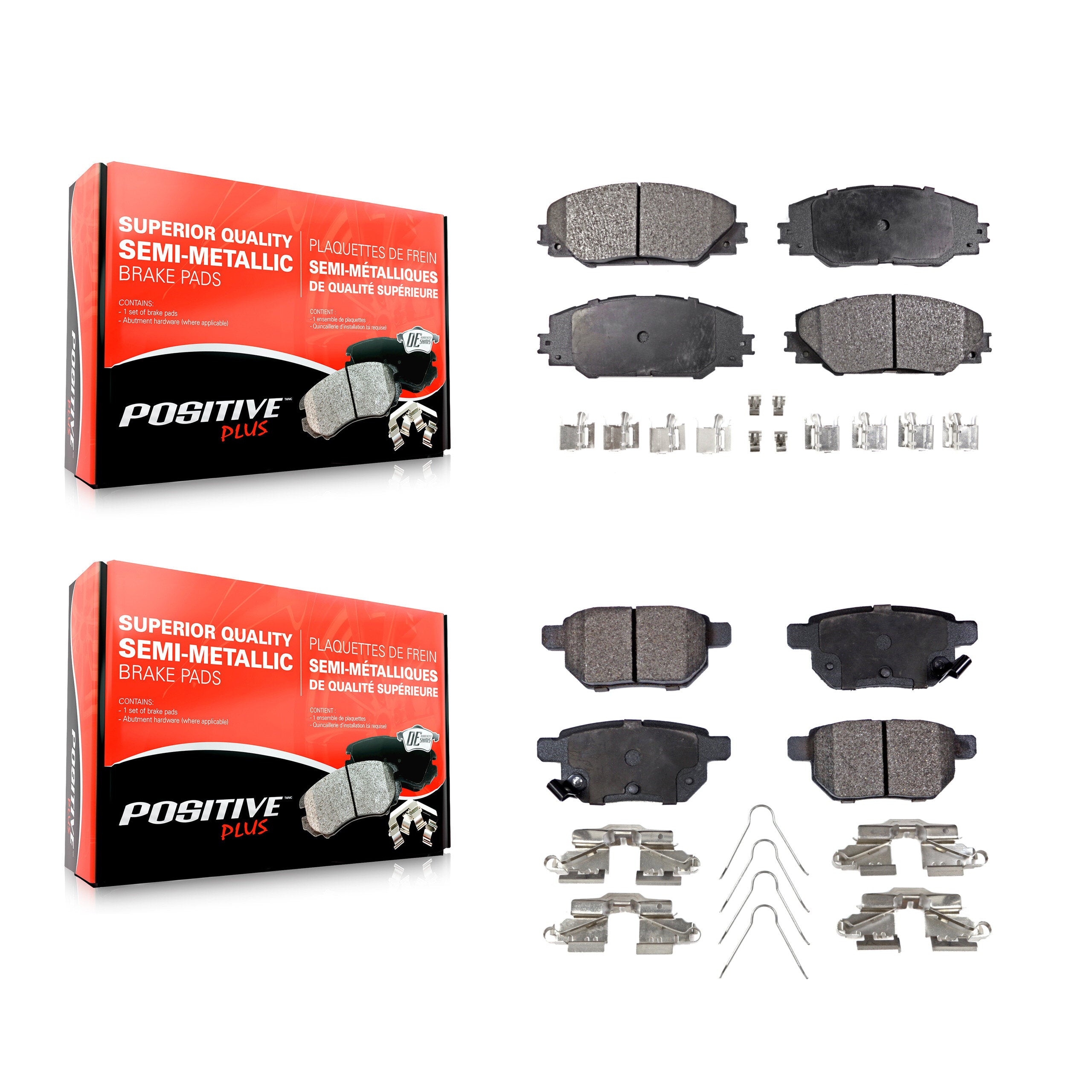 Positive Plus KPF-100091 Disc Brake Pad for 2009-2018 Toyota Corolla iM, Scion iM and More - Front and Rear