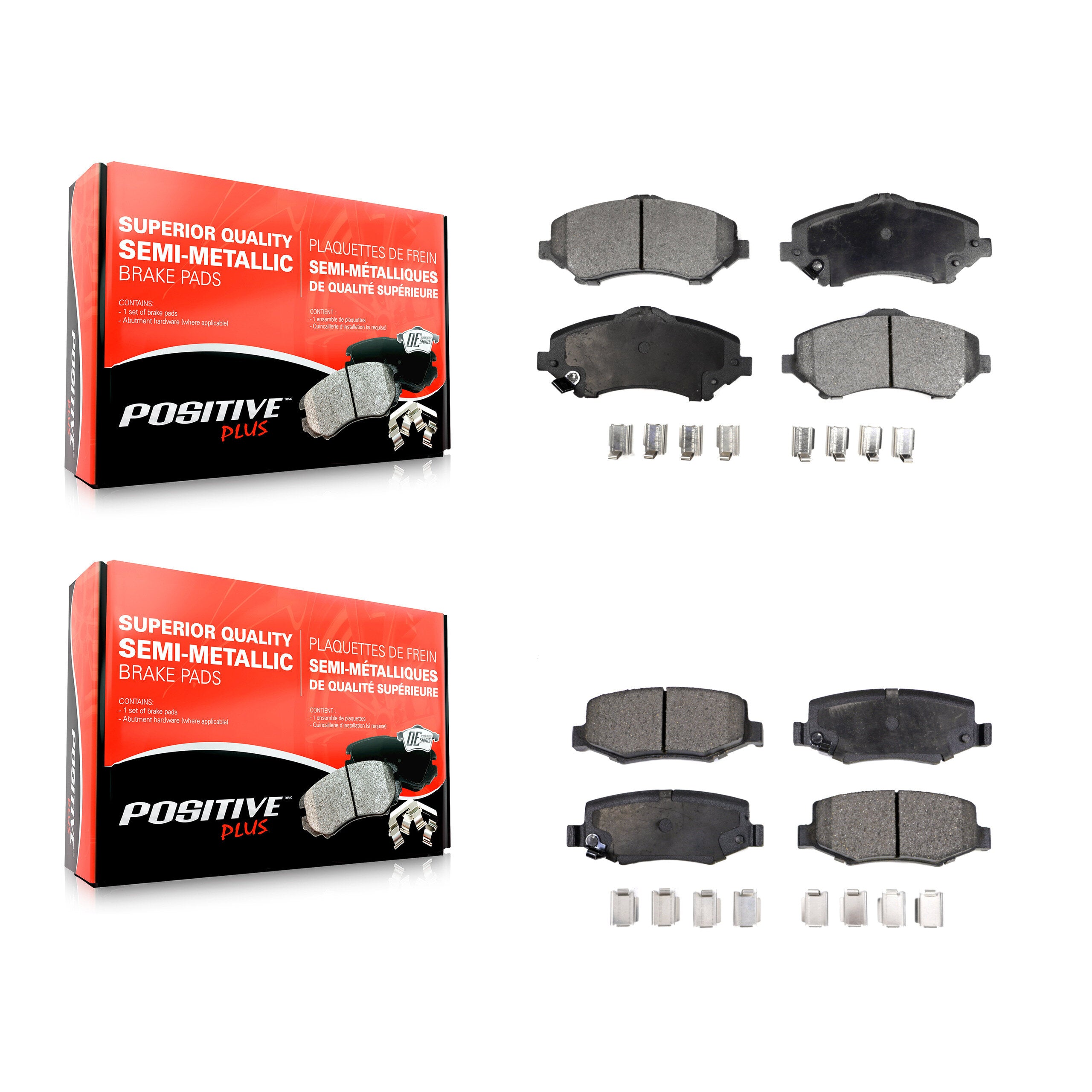 Positive Plus KPF-100097 Disc Brake Pad for 2007-2018 Jeep Wrangler JK, Jeep Liberty and More - Front and Rear