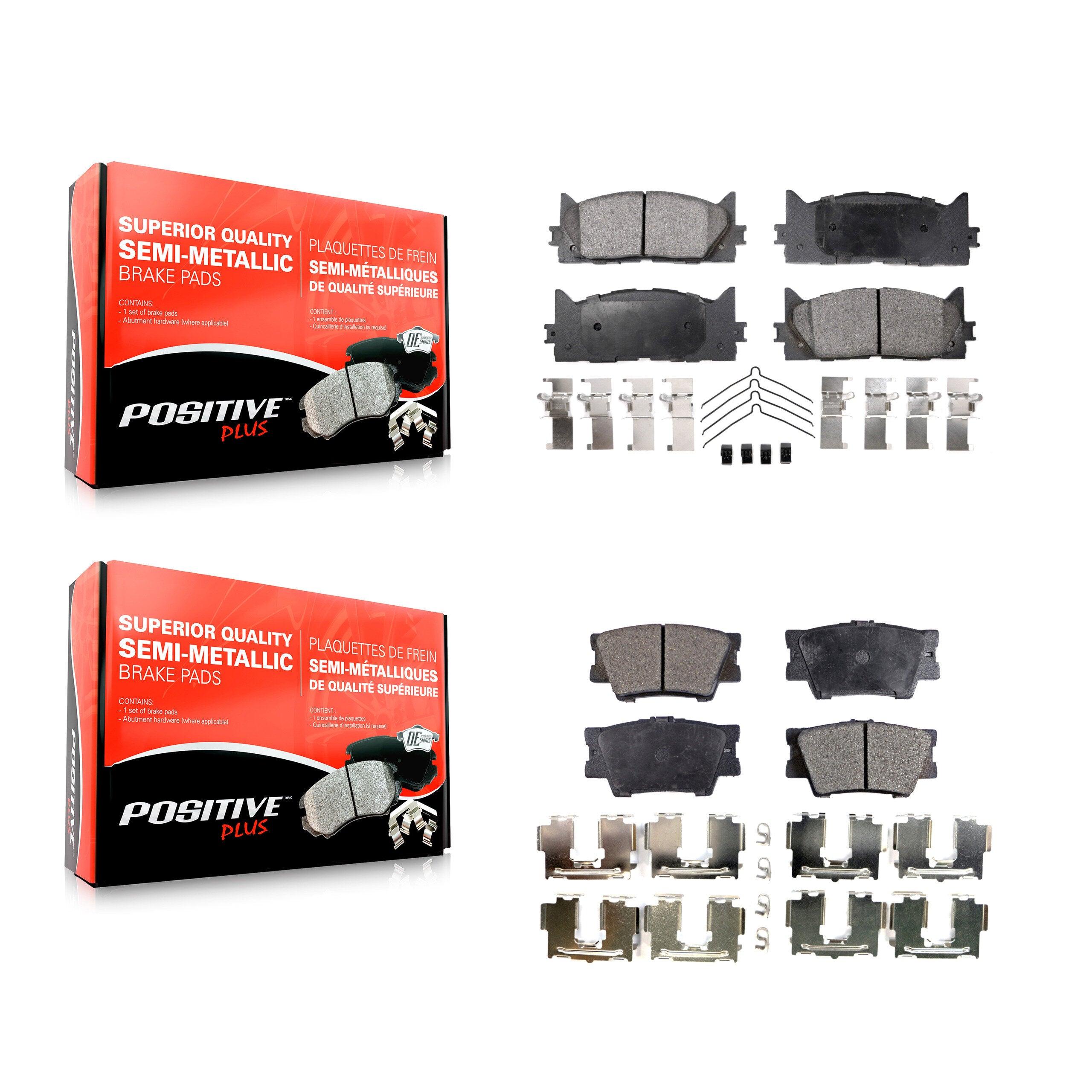 Positive Plus KPF-100100 Disc Brake Pad for 2007-2018 Lexus ES300h, Toyota Avalon and More - Front and Rear