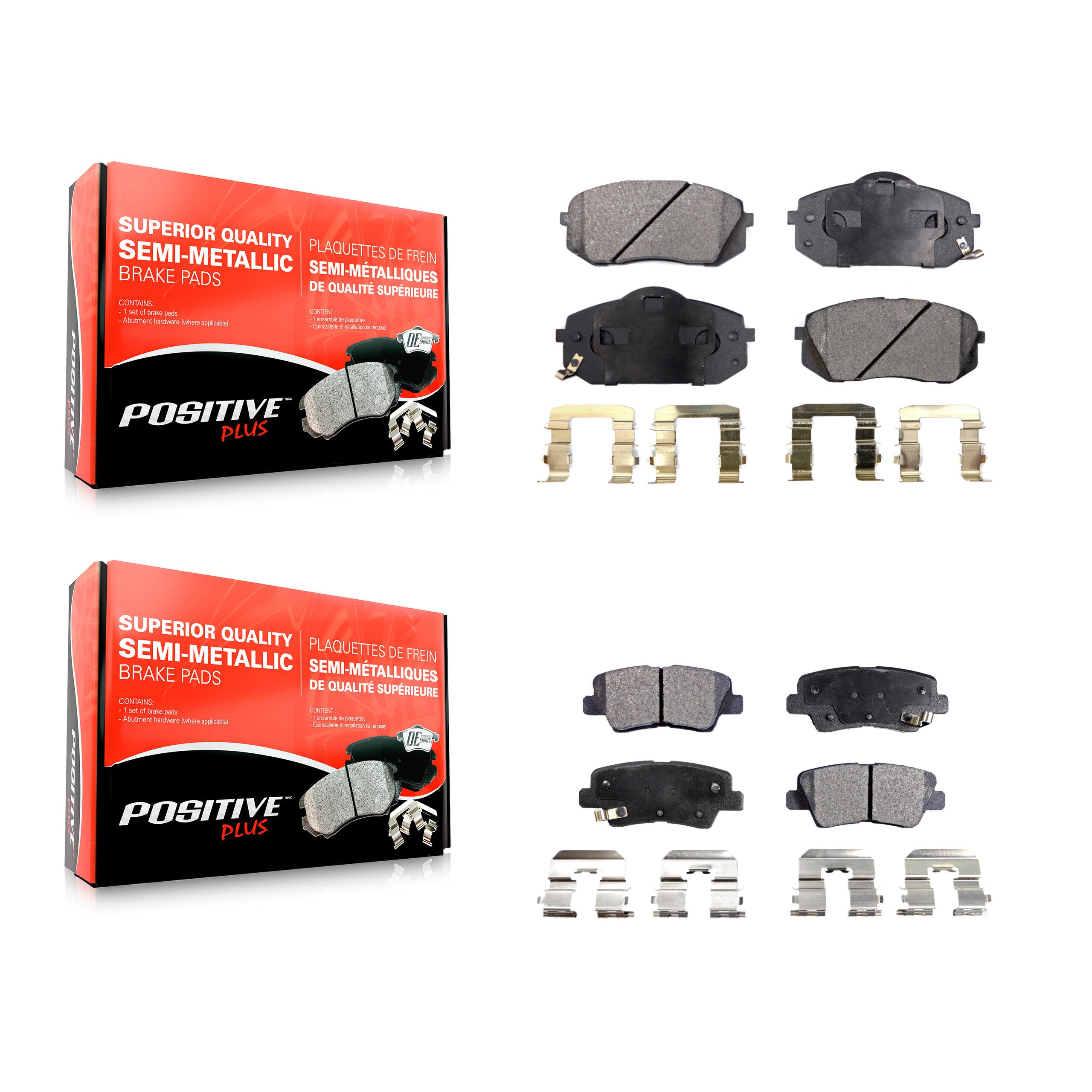 Positive Plus KPF-100106 Disc Brake Pad for 2014-2016 Kia Soul EV, Hyundai Sonata, Kia Cadenza - Front and Rear