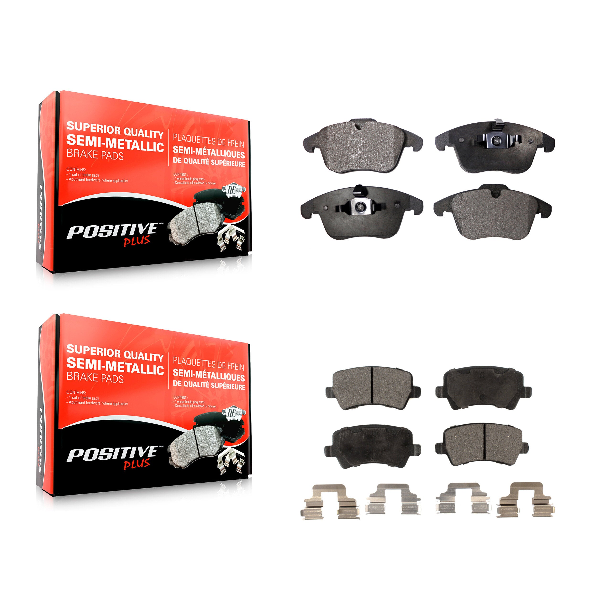 Positive Plus KPF-100111 Disc Brake Pad for 2008-2018 Volvo S60, Volvo V60 and More - Front and Rear
