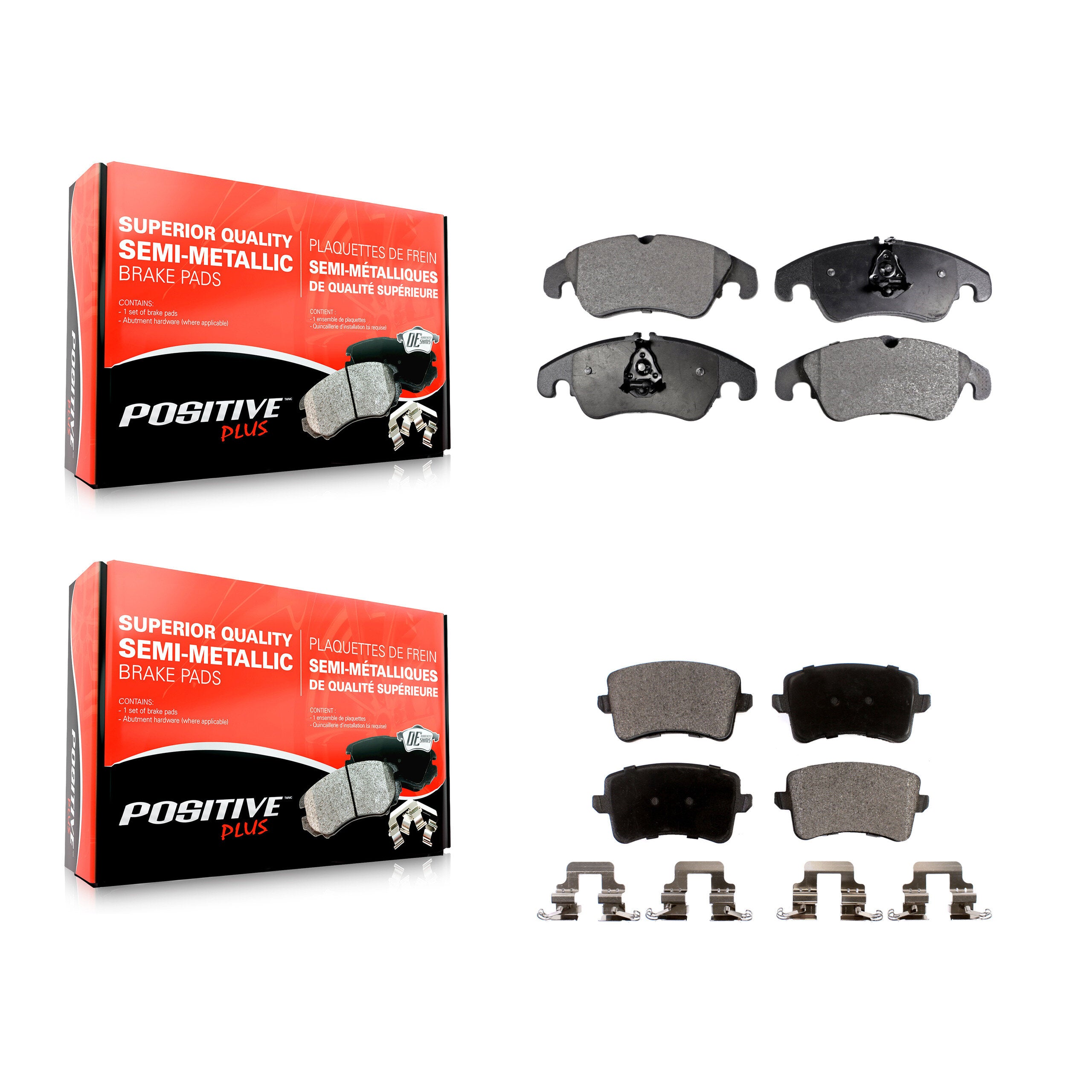 Positive Plus KPF-100117 Disc Brake Pad for 2008-2017 Audi A4 allroad, Audi A5 Quattro and More - Front and Rear