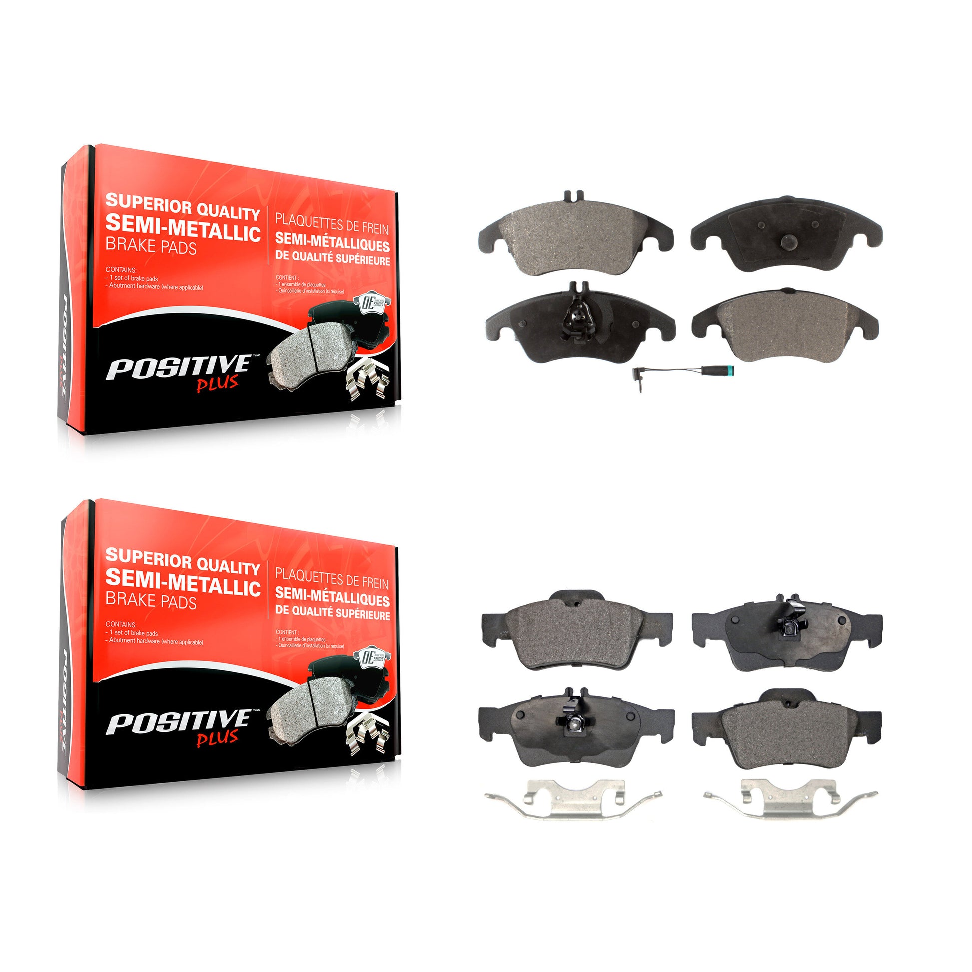Positive Plus KPF-100134 Disc Brake Pad for 2010-2016 Mercedes-Benz E400, Mercedes-Benz CLS400 and More - Front and Rear