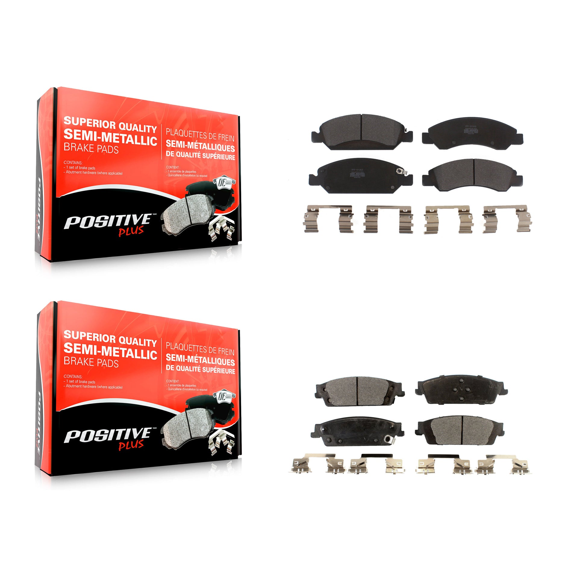 Positive Plus KPF-100138 Disc Brake Pad for 2014-2020 Chevrolet Silverado 1500 LD, GMC Sierra 1500 Limited and More - Front and Rear