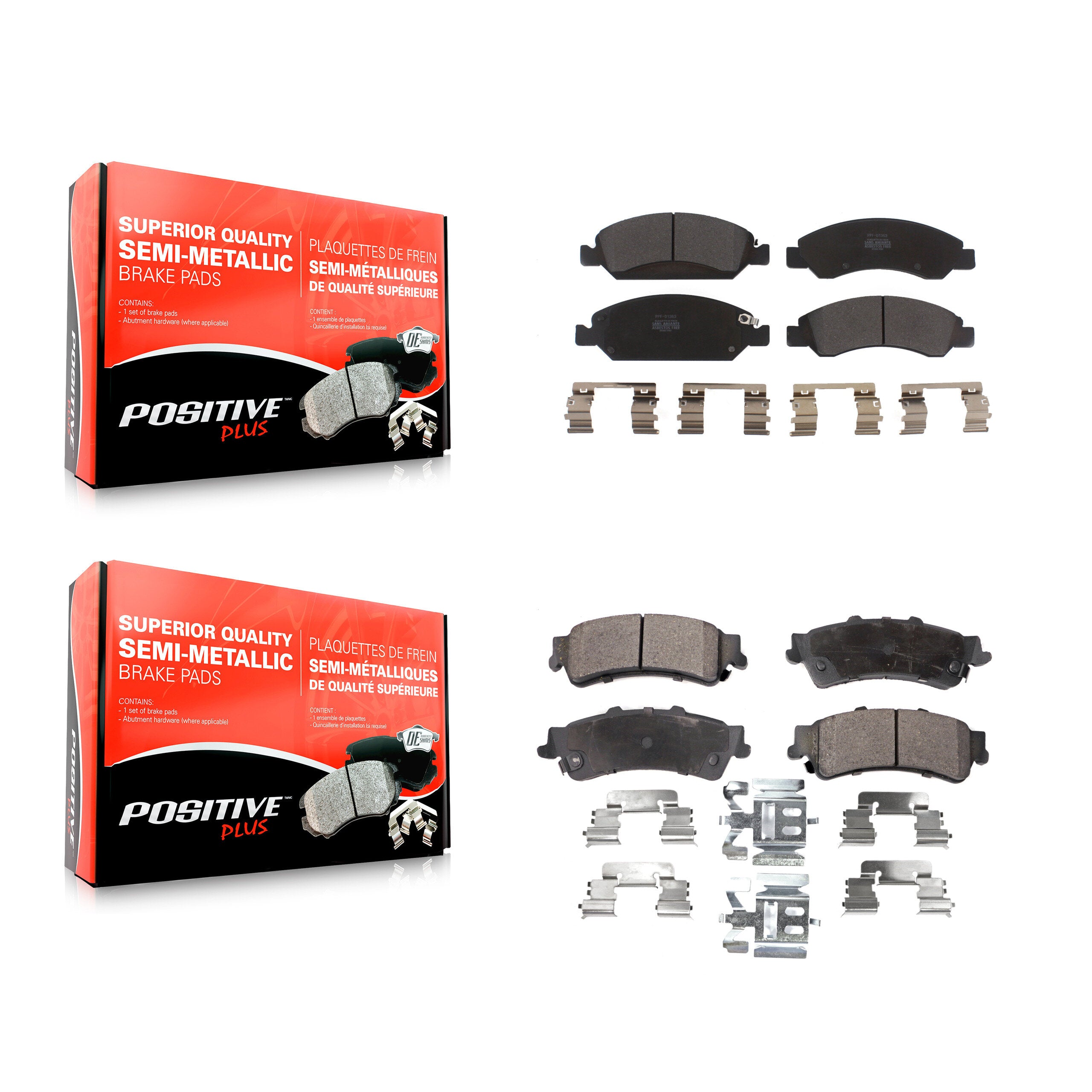 Positive Plus KPF-100139 Disc Brake Pad for 2005-2007 Chevrolet Silverado 1500 Classic, GMC Sierra 1500 Classic and More - Front and Rear