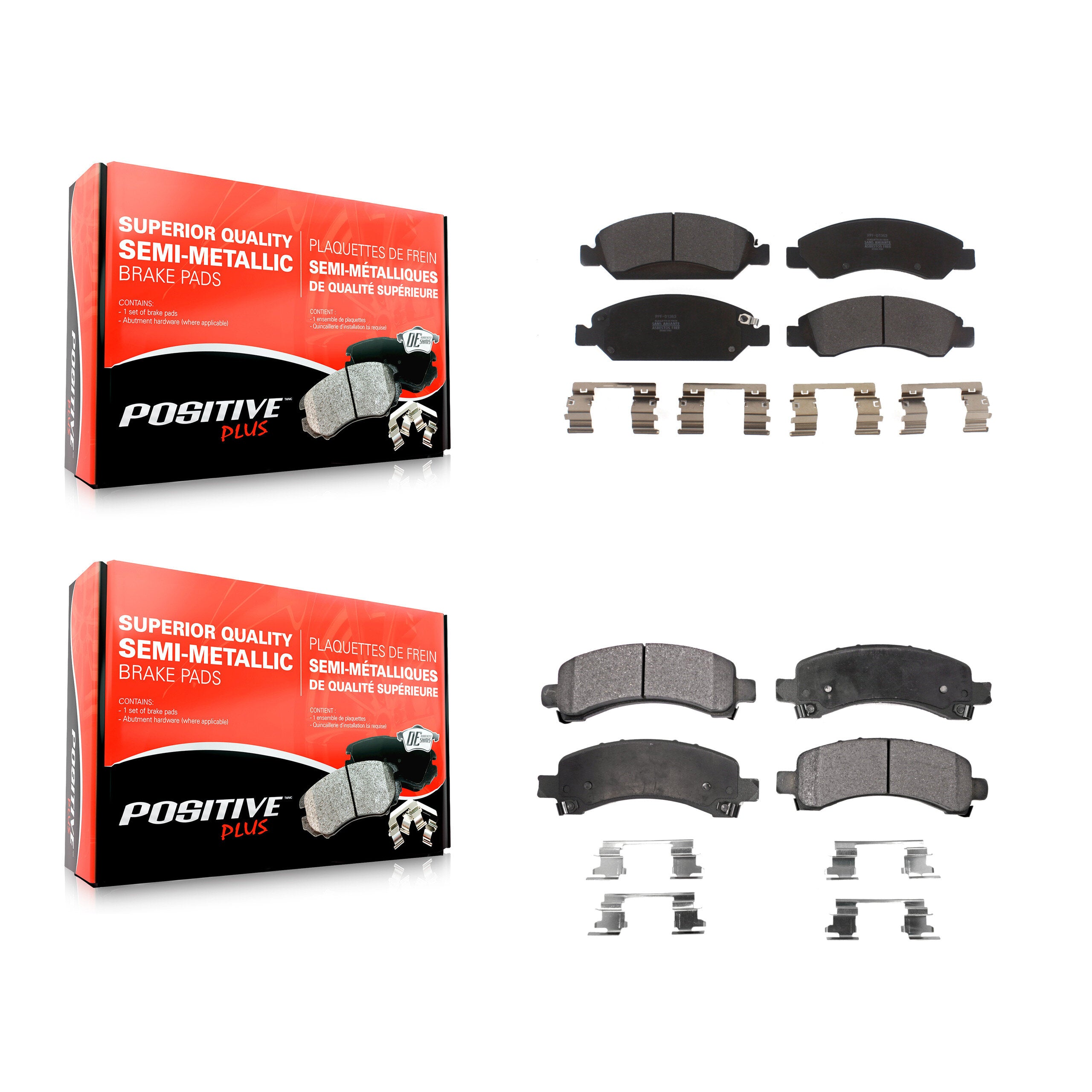 Positive Plus KPF-100142 Disc Brake Pad for 2009-2014 Chevrolet Express 1500, GMC Savana 1500 - Front and Rear
