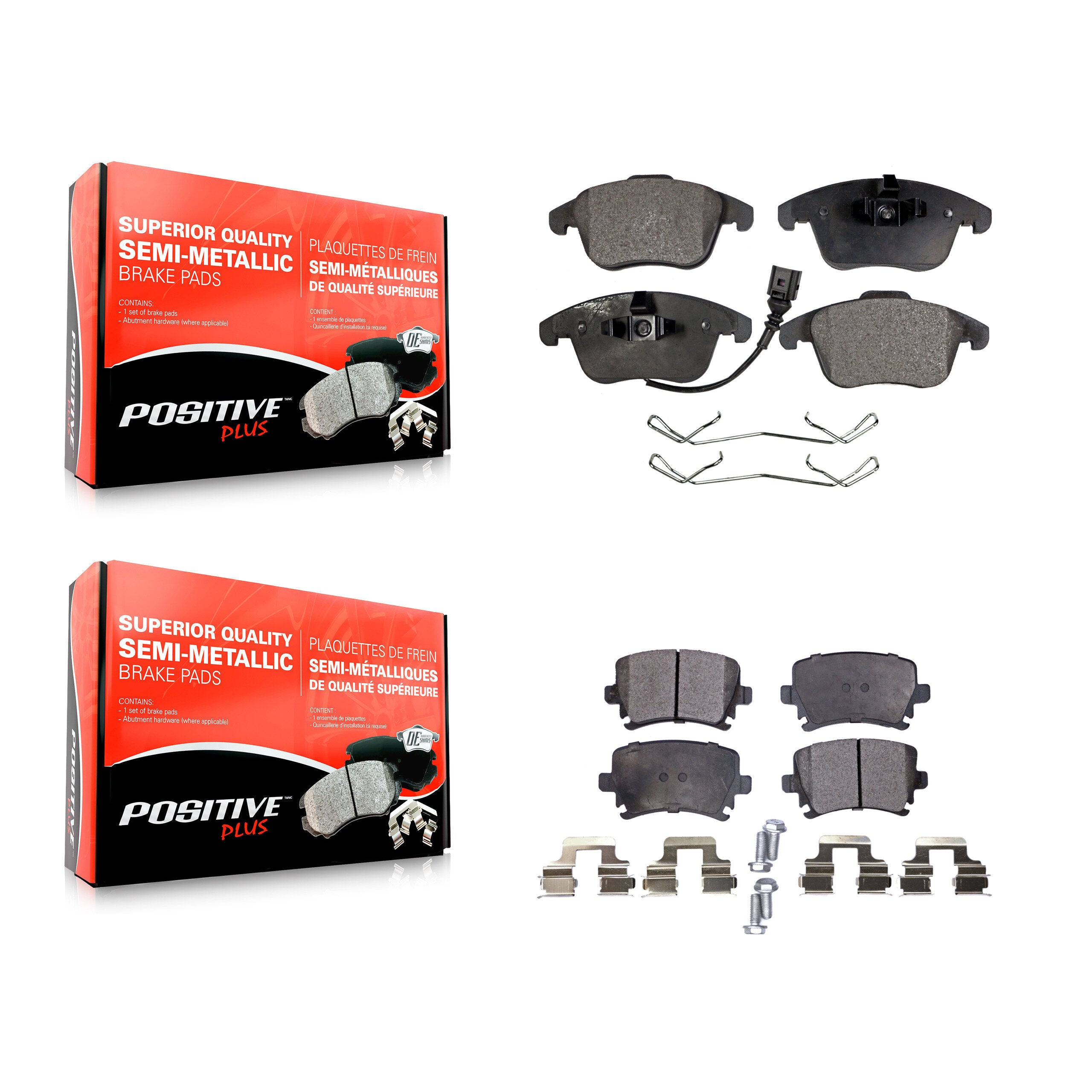 Positive Plus KPF-100147 Disc Brake Pad for 2009-2018 Volkswagen Tiguan Limited, Audi Q3 and More - Front and Rear