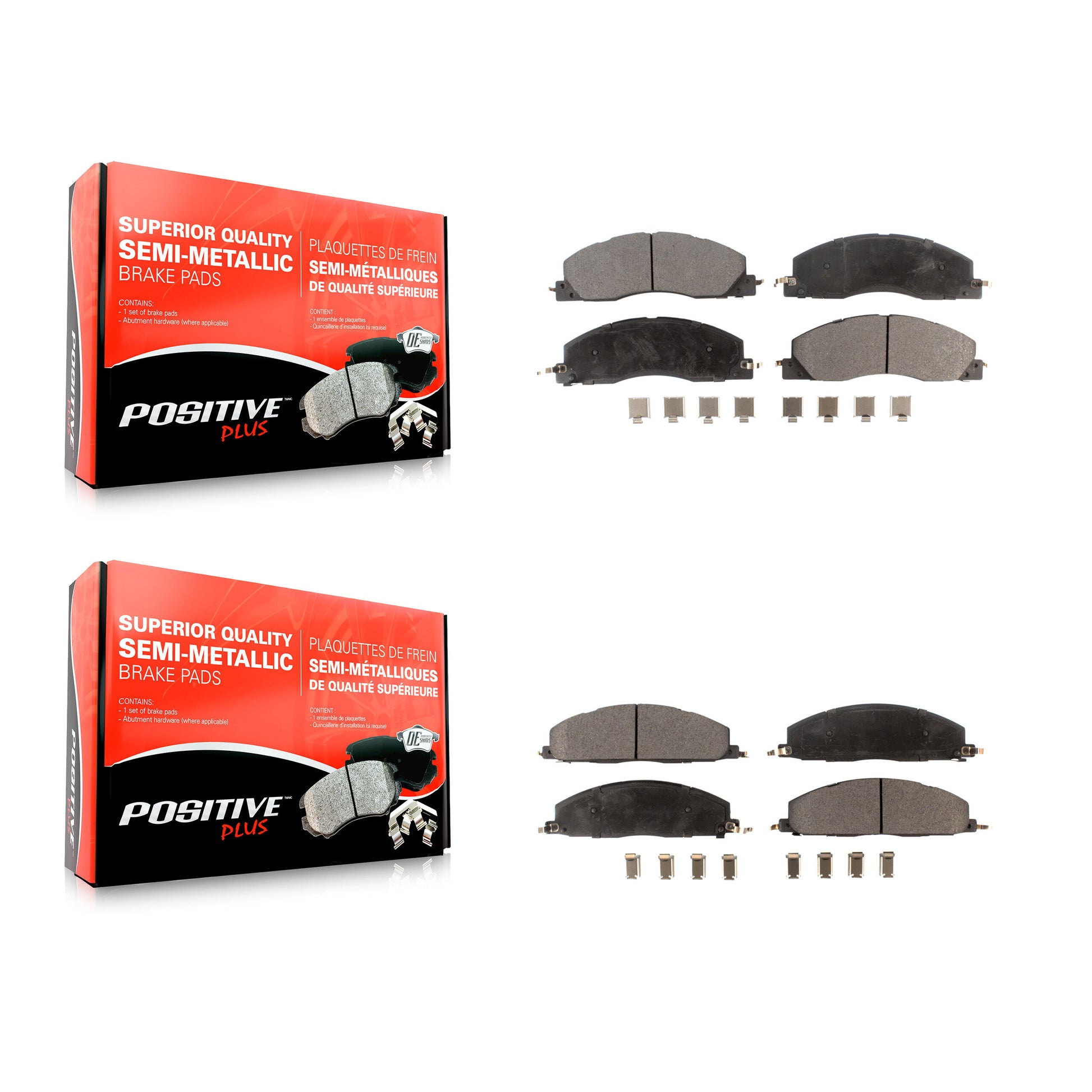 Positive Plus KPF-100157 Disc Brake Pad for 2009-2018 Ram 1500, Ram 2500 and More - Front and Rear