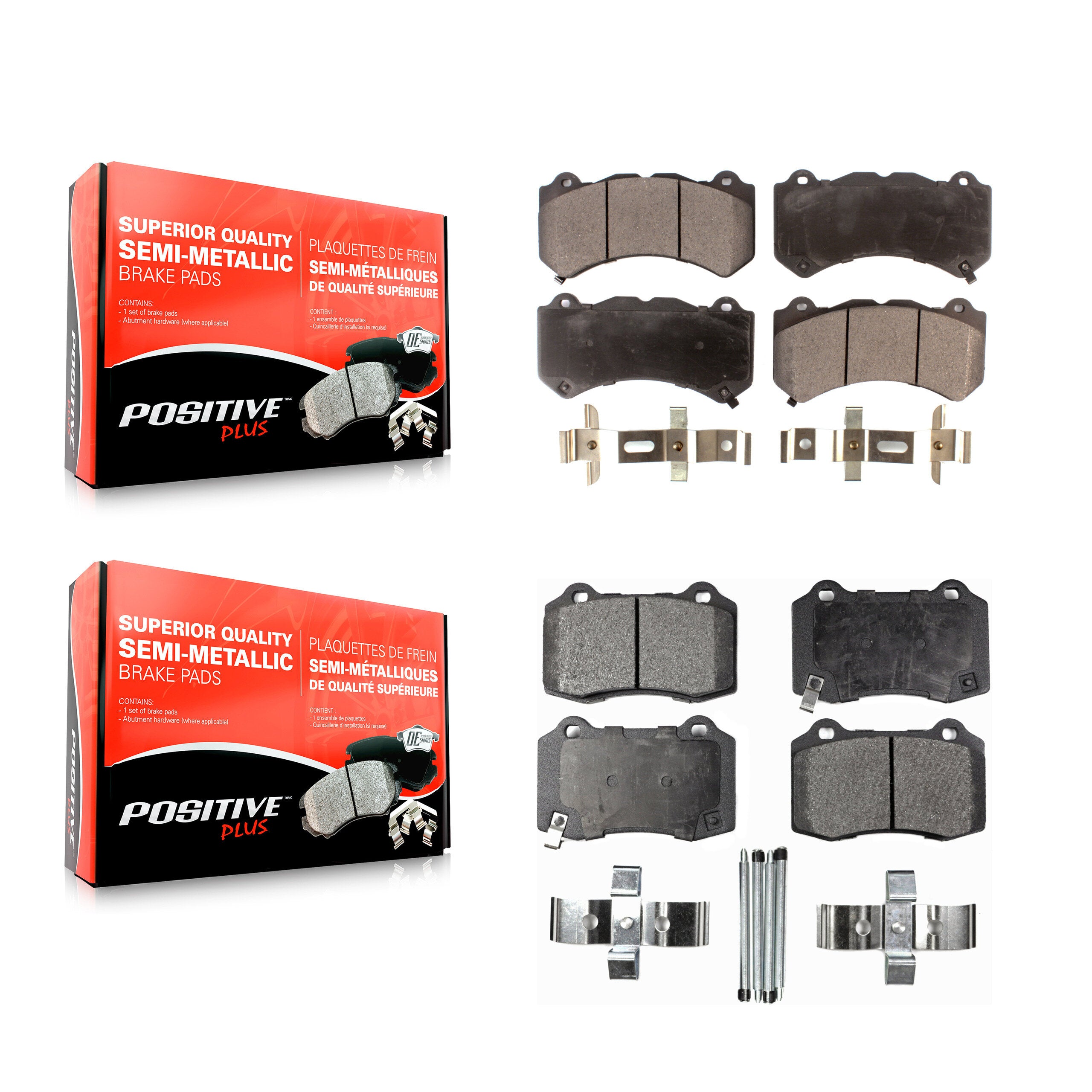 Positive Plus KPF-100161 Disc Brake Pad for 2009-2022 Dodge Charger, Dodge Challenger and More - Front and Rear