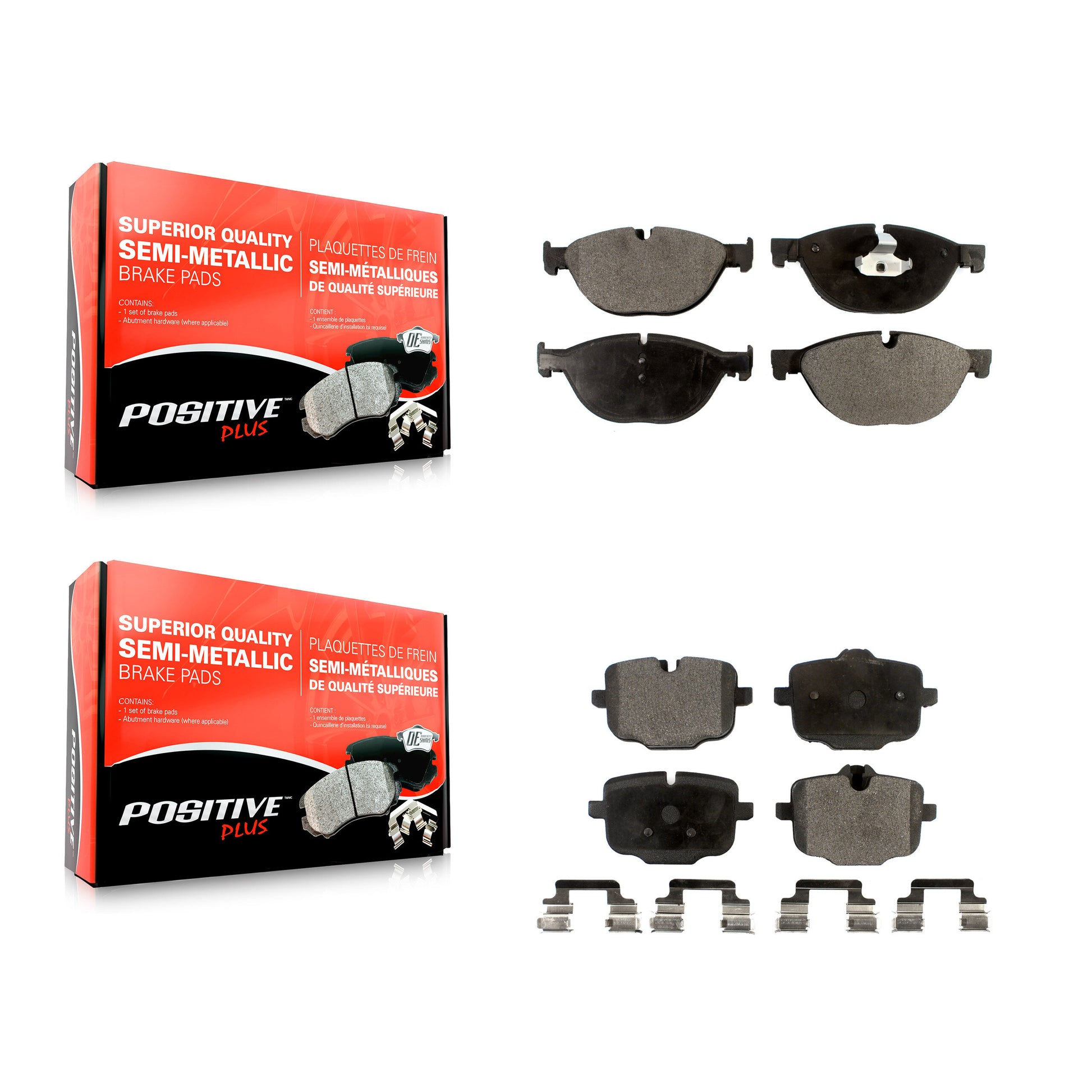 Positive Plus KPF-100166 Disc Brake Pad for 2011-2019 BMW 650i Gran Coupe, BMW 650i xDrive Gran Coupe and More - Front and Rear