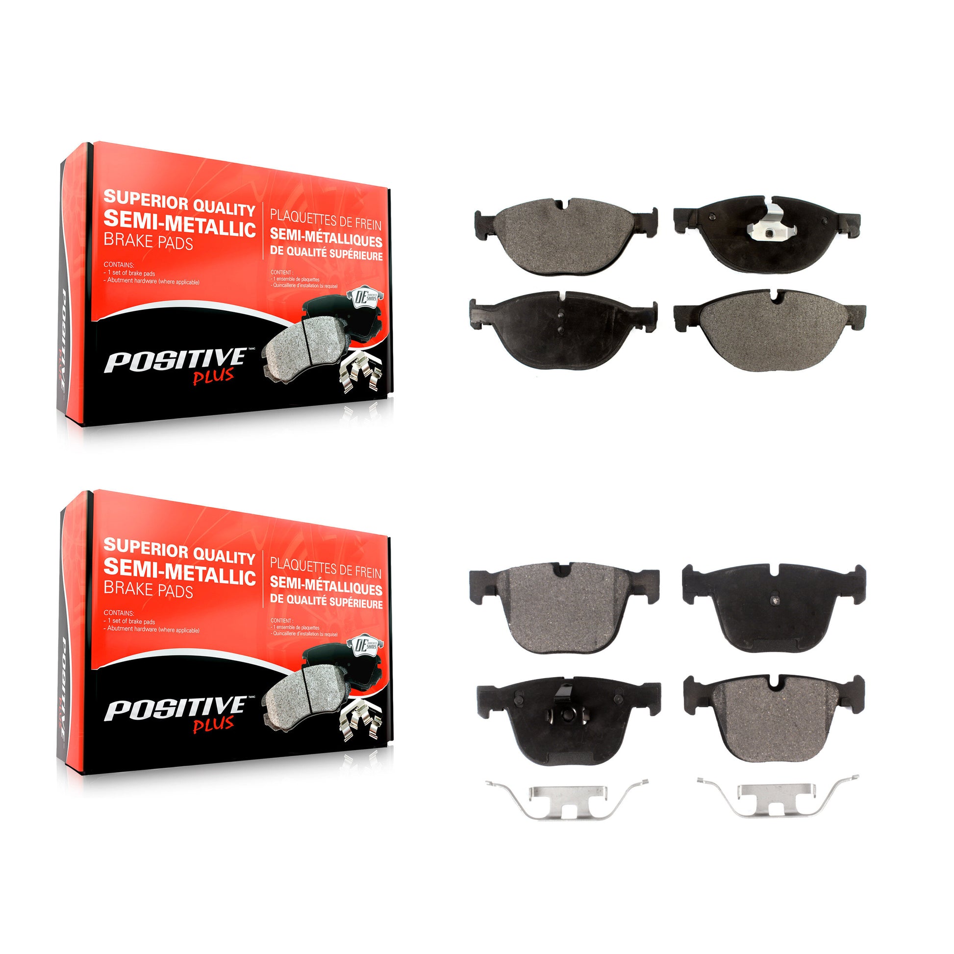 Positive Plus KPF-100168 Disc Brake Pad for 2009-2017 BMW 740Li xDrive, BMW ActiveHybrid 7 and More - Front and Rear