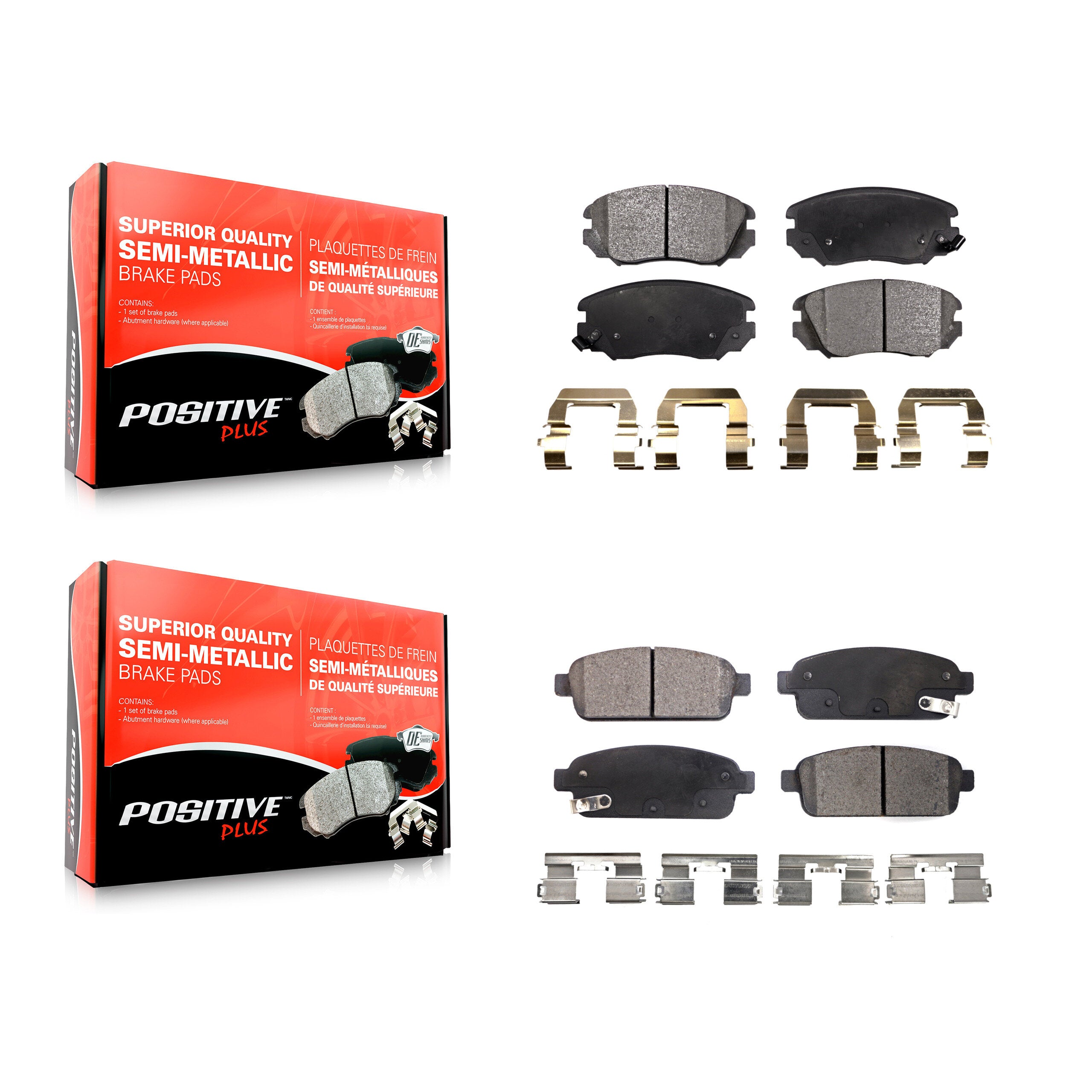 Positive Plus KPF-100180 Disc Brake Pad for 2014-2019 Buick Cascada, Cadillac ELR - Front and Rear