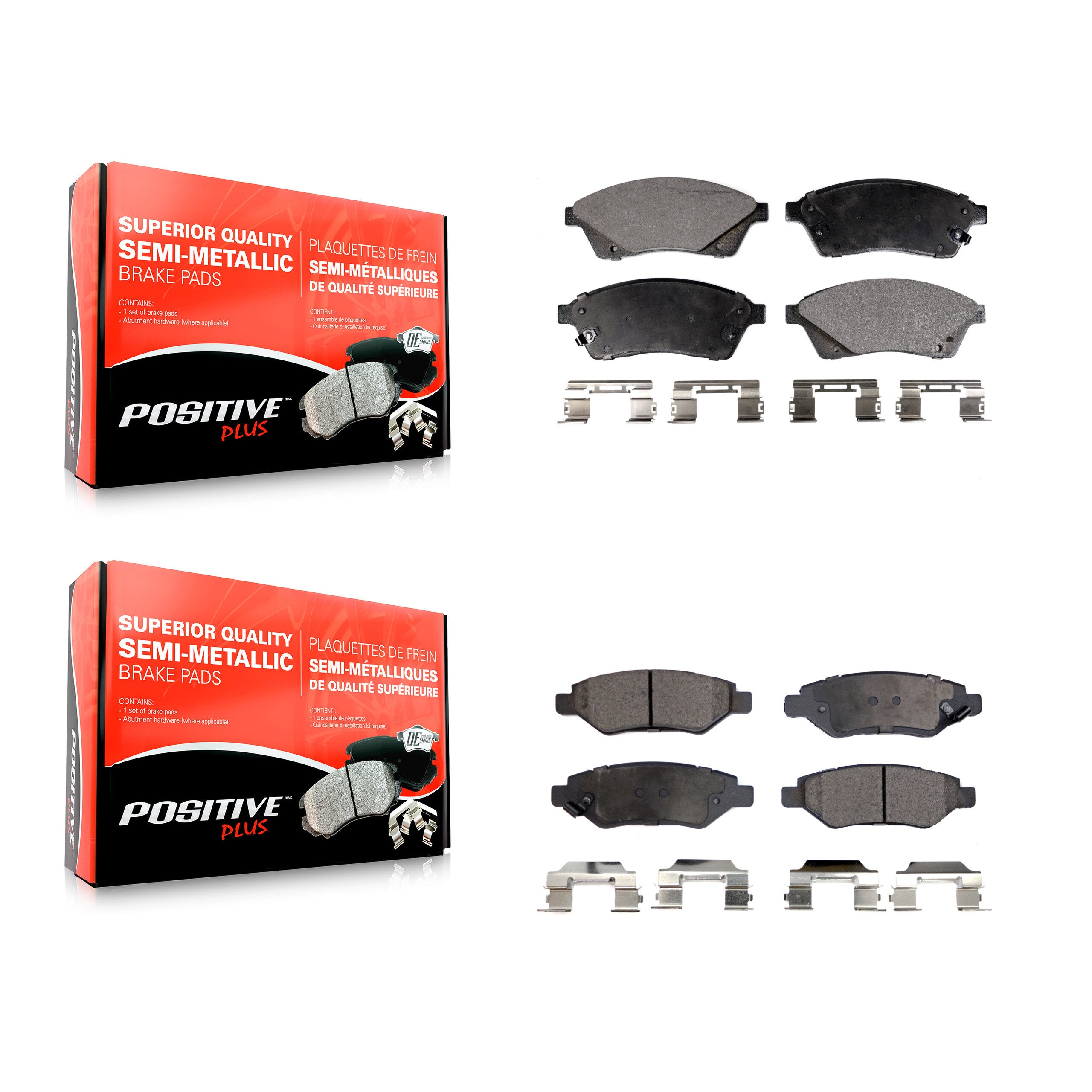 Positive Plus KPF-100181 Disc Brake Pad for 2010-2016 Saab 9-4X, Cadillac SRX - Front and Rear