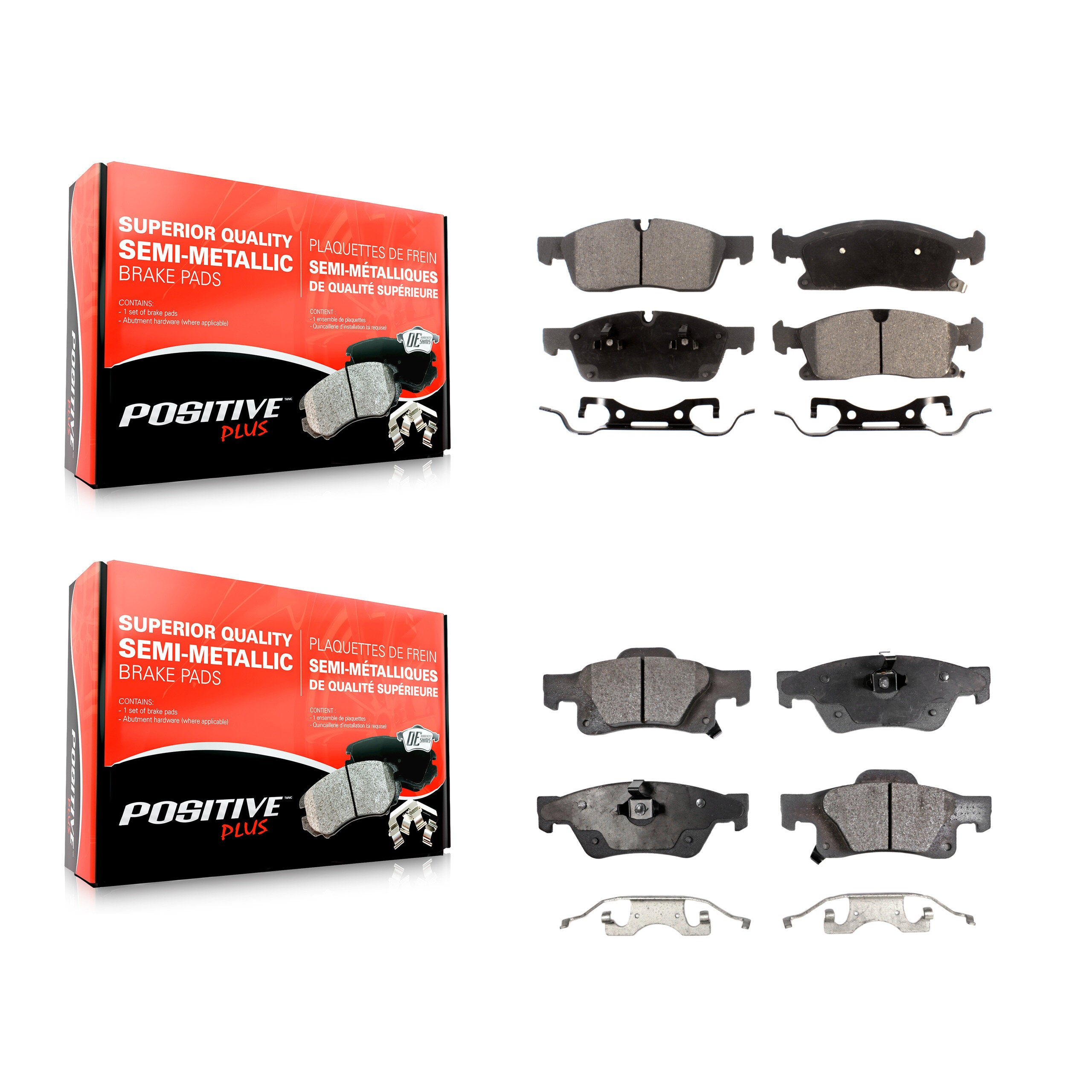 Positive Plus KPF-100192 Disc Brake Pad for 2011-2022 Jeep Grand Cherokee WK, Dodge Durango, Jeep Grand Cherokee - Front and Rear