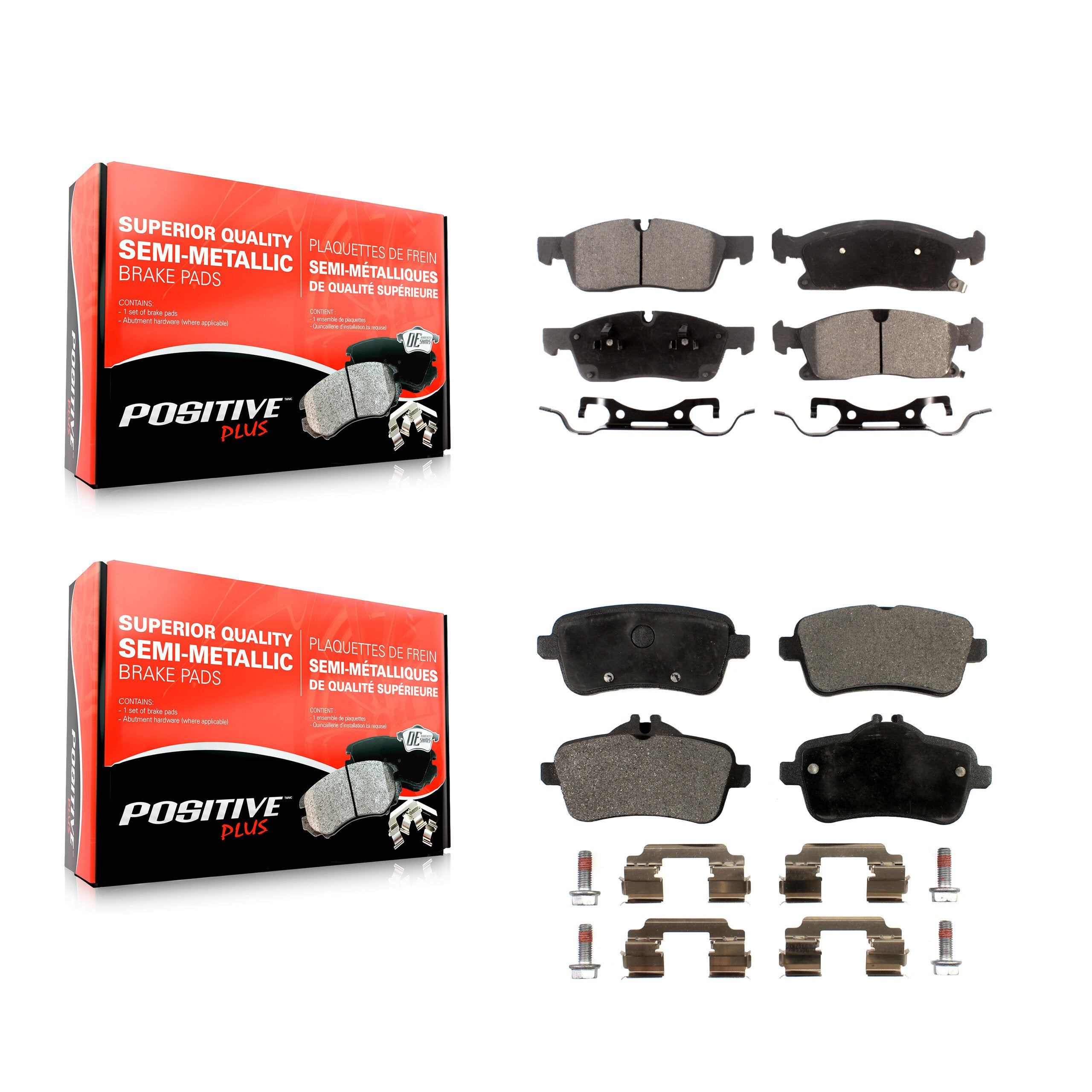 Positive Plus KPF-100193 Disc Brake Pad for 2012-2019 Mercedes-Benz GLS450, Mercedes-Benz GLE300d and More - Front and Rear