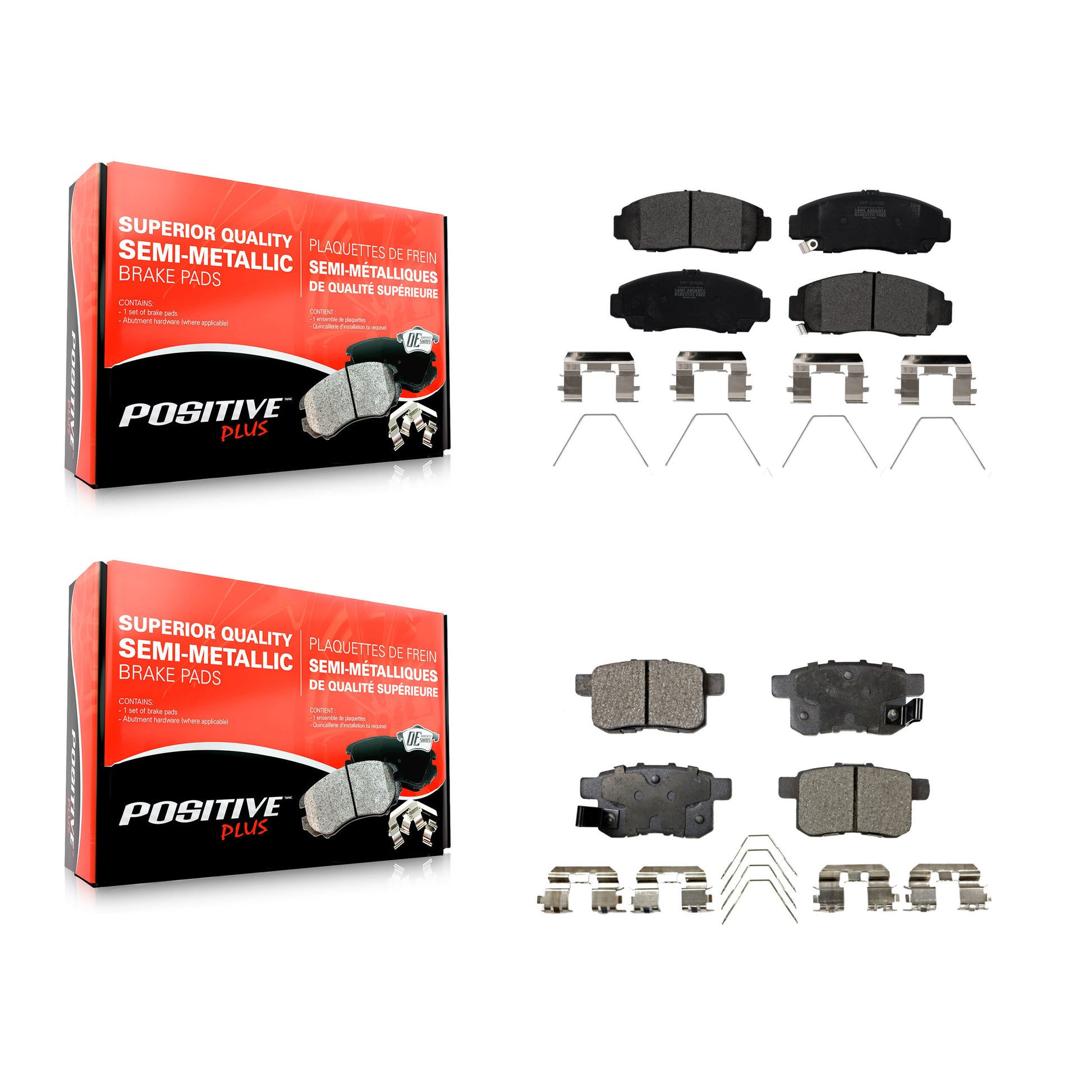 Positive Plus KPF-100203 Disc Brake Pad for 2010-2014 Honda Accord, Acura TSX - Front and Rear