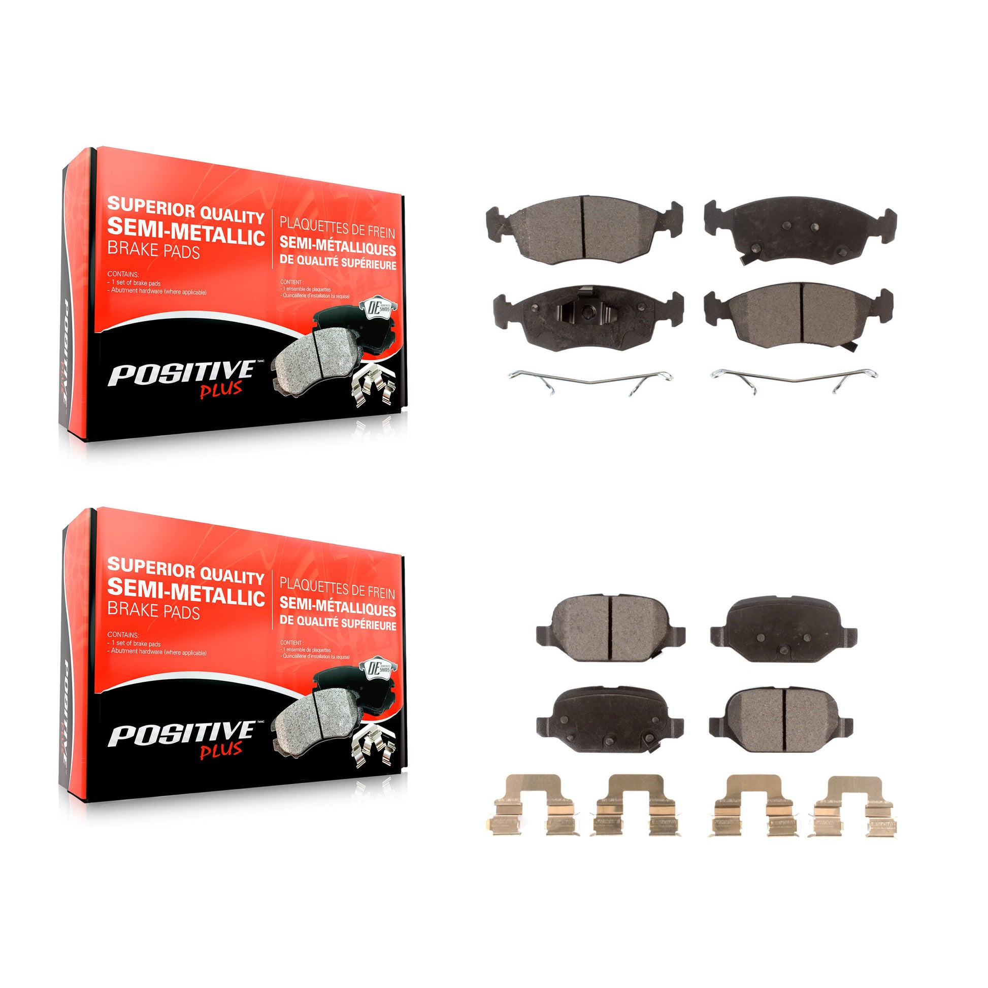 Positive Plus KPF-100228 Disc Brake Pad for 2012-2019 Fiat 500 - Front and Rear