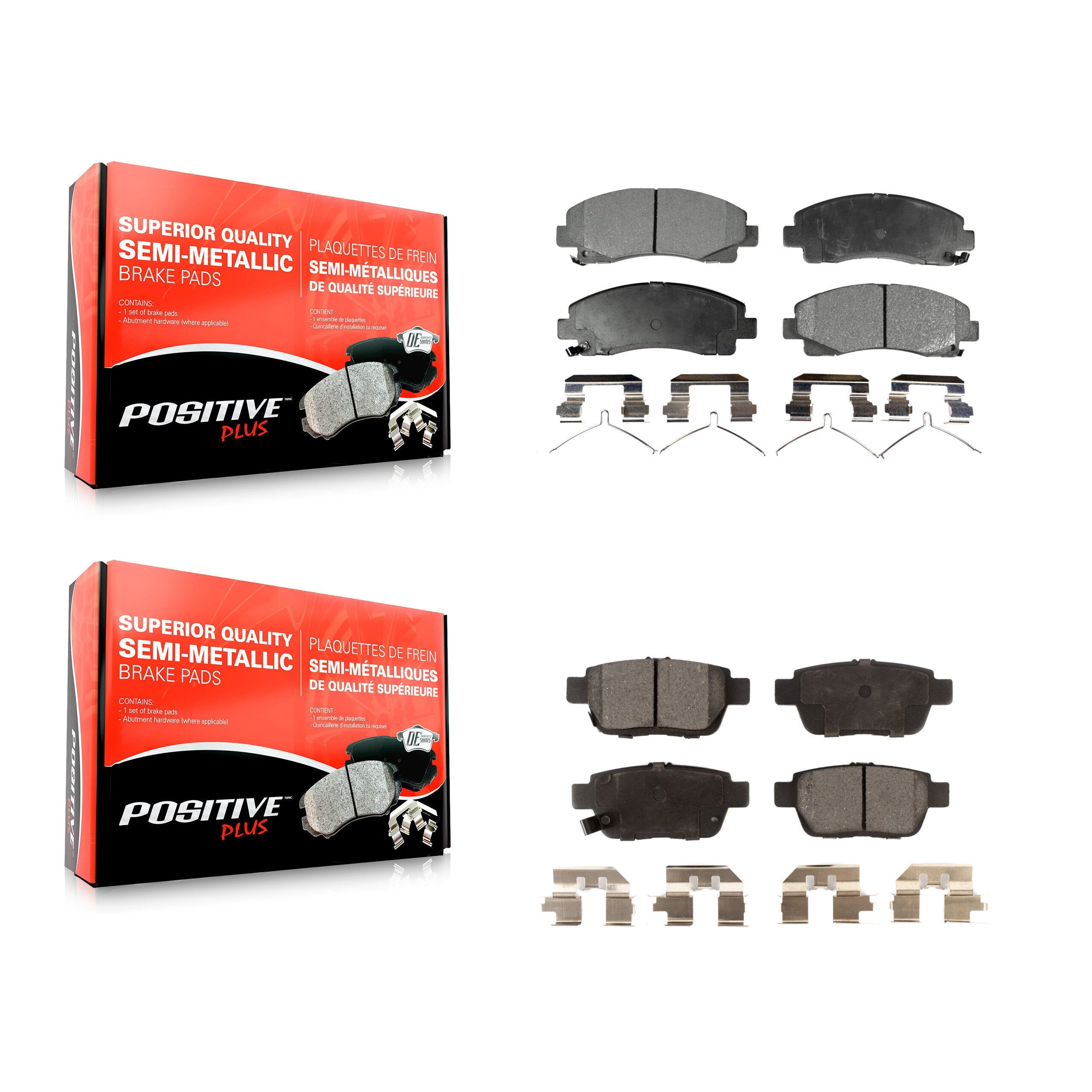 Positive Plus KPF-100230 Disc Brake Pad for 2006-2014 Acura TL, Honda Ridgeline - Front and Rear