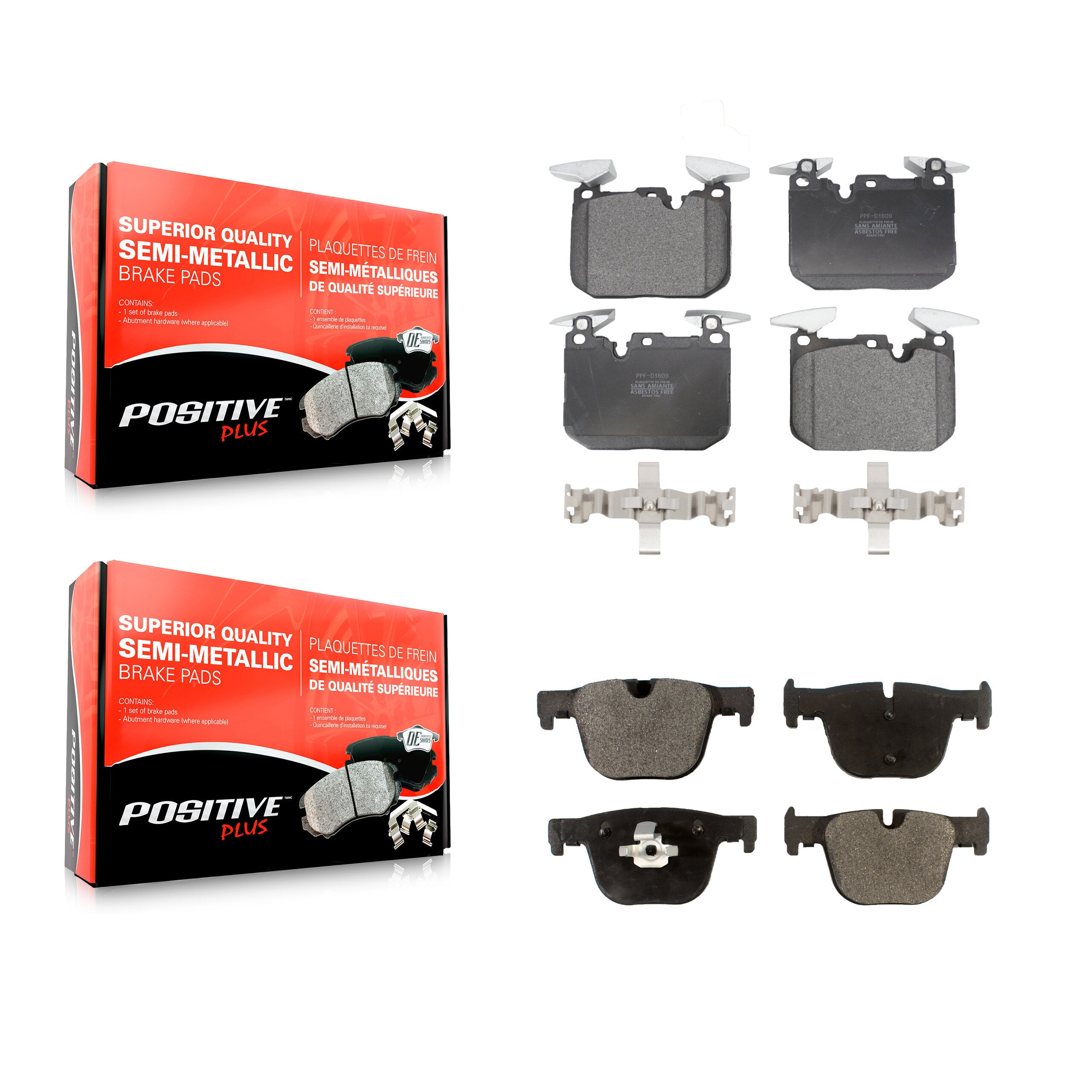 Positive Plus KPF-100234 Disc Brake Pad for 2012-2020 BMW 340i GT xDrive, BMW 440i and More - Front and Rear