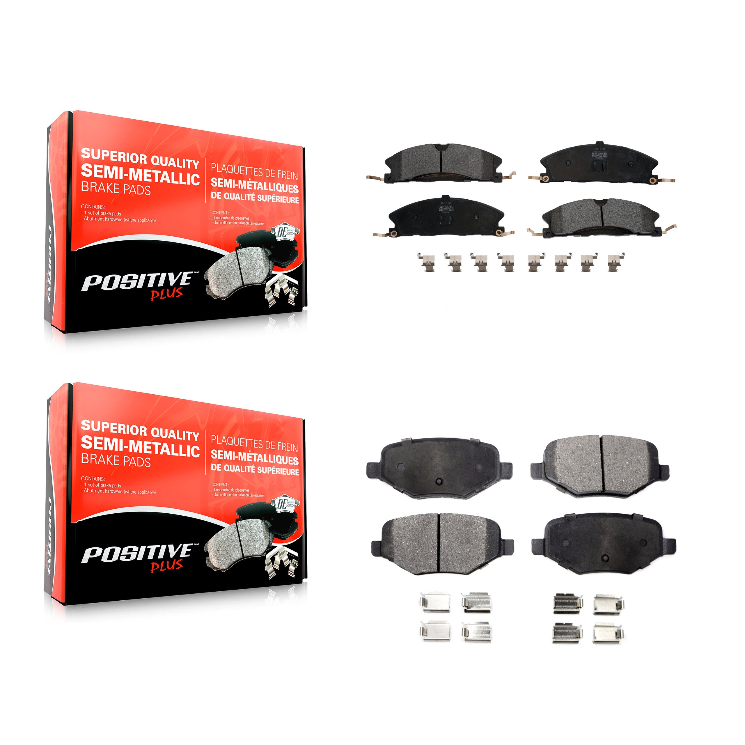 Positive Plus KPF-100238 Disc Brake Pad for 2012-2019 Ford Taurus, Lincoln MKT and More - Front and Rear
