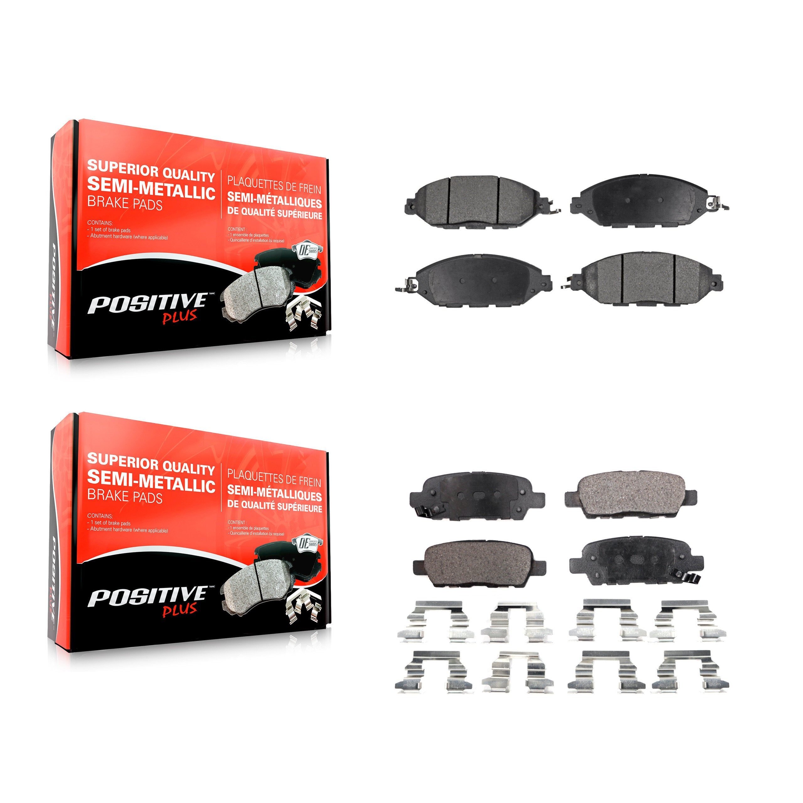 Positive Plus KPF-100249 Disc Brake Pad for 2013-2024 Nissan Murano, INFINITI QX60 and More - Front and Rear