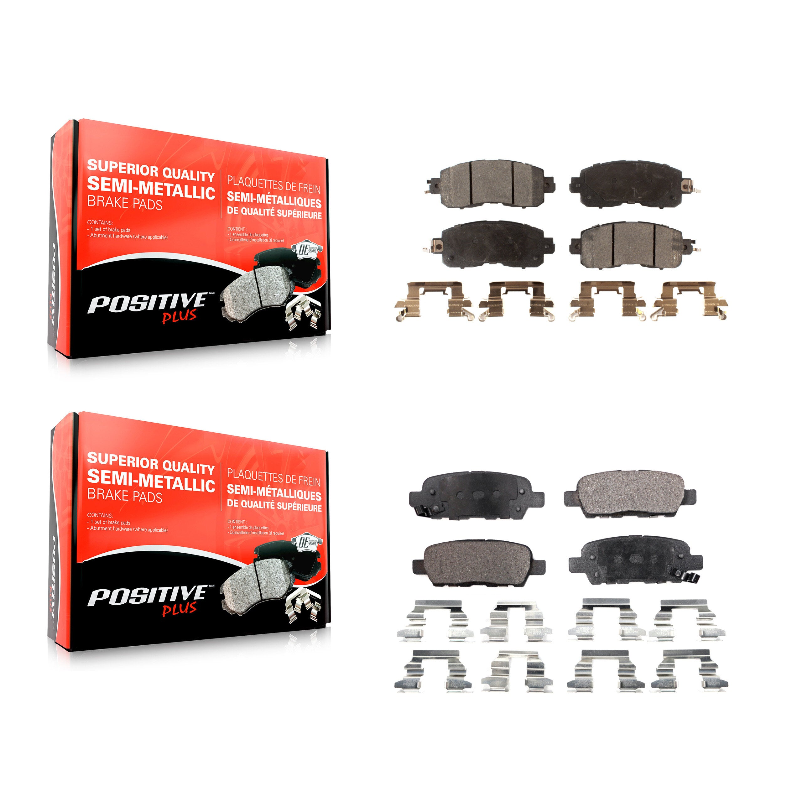 Positive Plus KPF-100250 Disc Brake Pad for 2013-2023 Nissan Altima, Nissan LEAF - Front and Rear