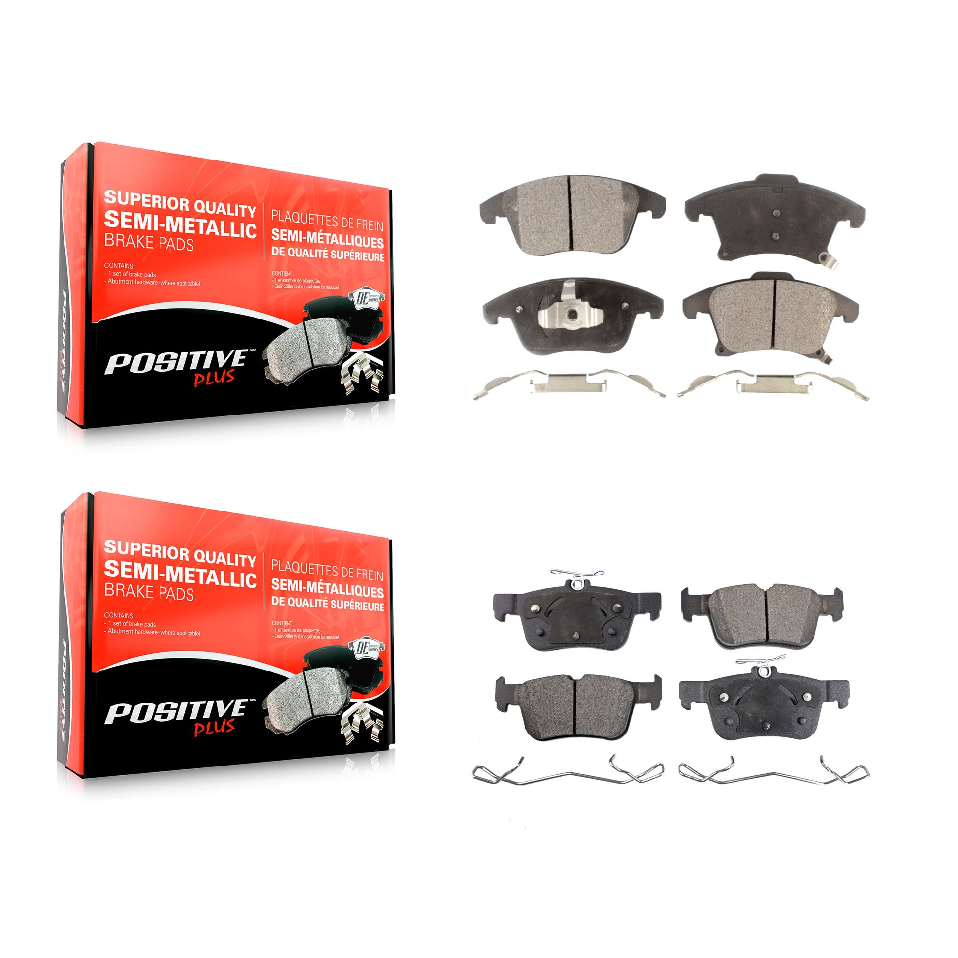 Positive Plus KPF-100251 Disc Brake Pad for 2013-2020 Ford Fusion, Ford SSV Plug-In Hybrid, Lincoln MKZ - Front and Rear