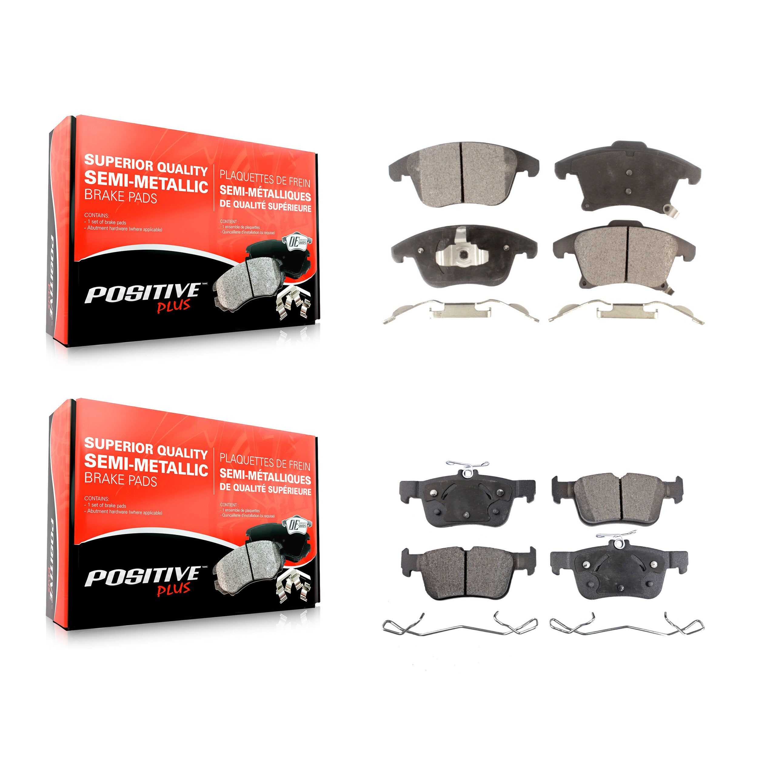 Positive Plus KPF-100251 Disc Brake Pad for 2013-2020 Ford Fusion, Ford SSV Plug-In Hybrid, Lincoln MKZ - Front and Rear