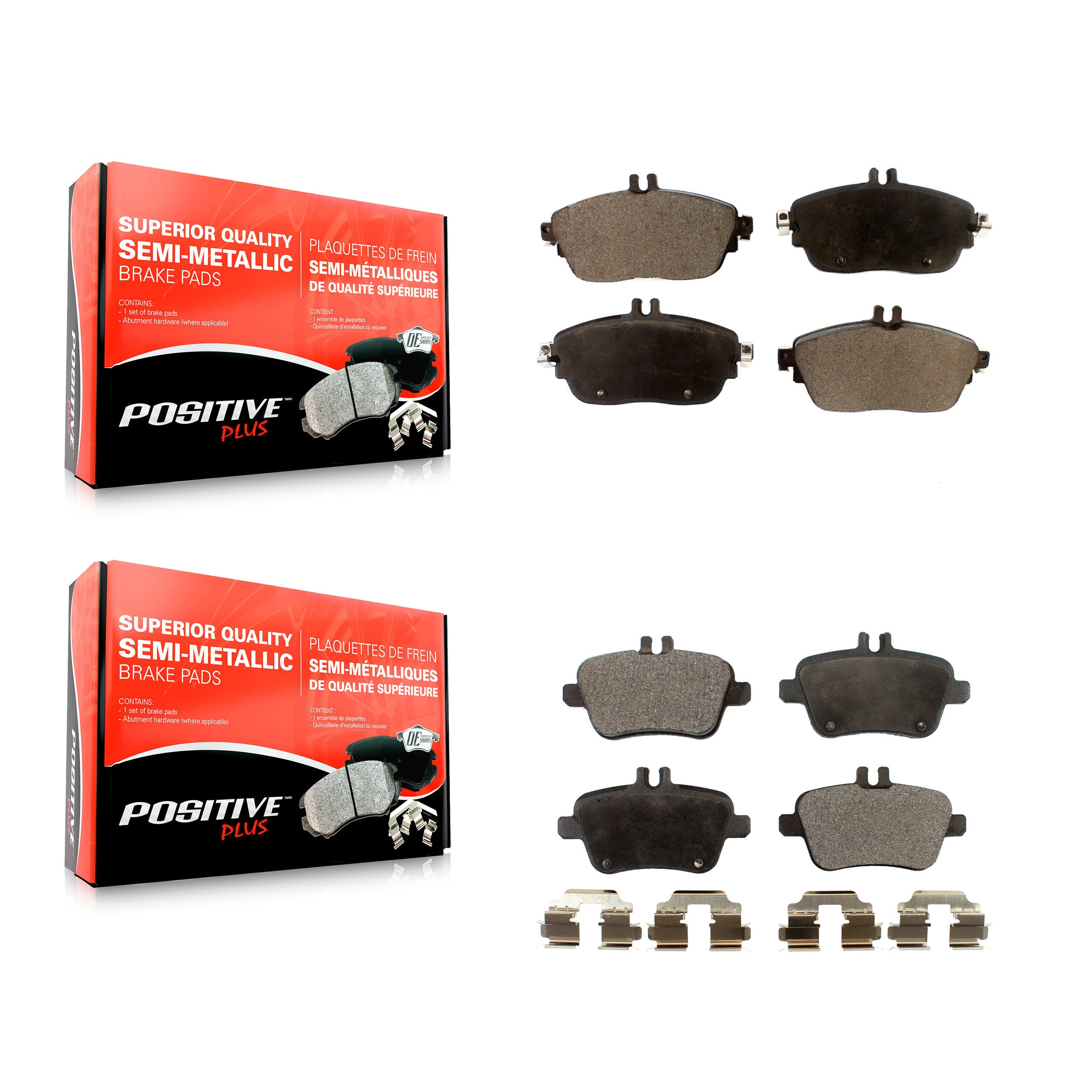 Positive Plus KPF-100257 Disc Brake Pad for 2013-2020 INFINITI QX30, Mercedes-Benz CLA250 and More - Front and Rear