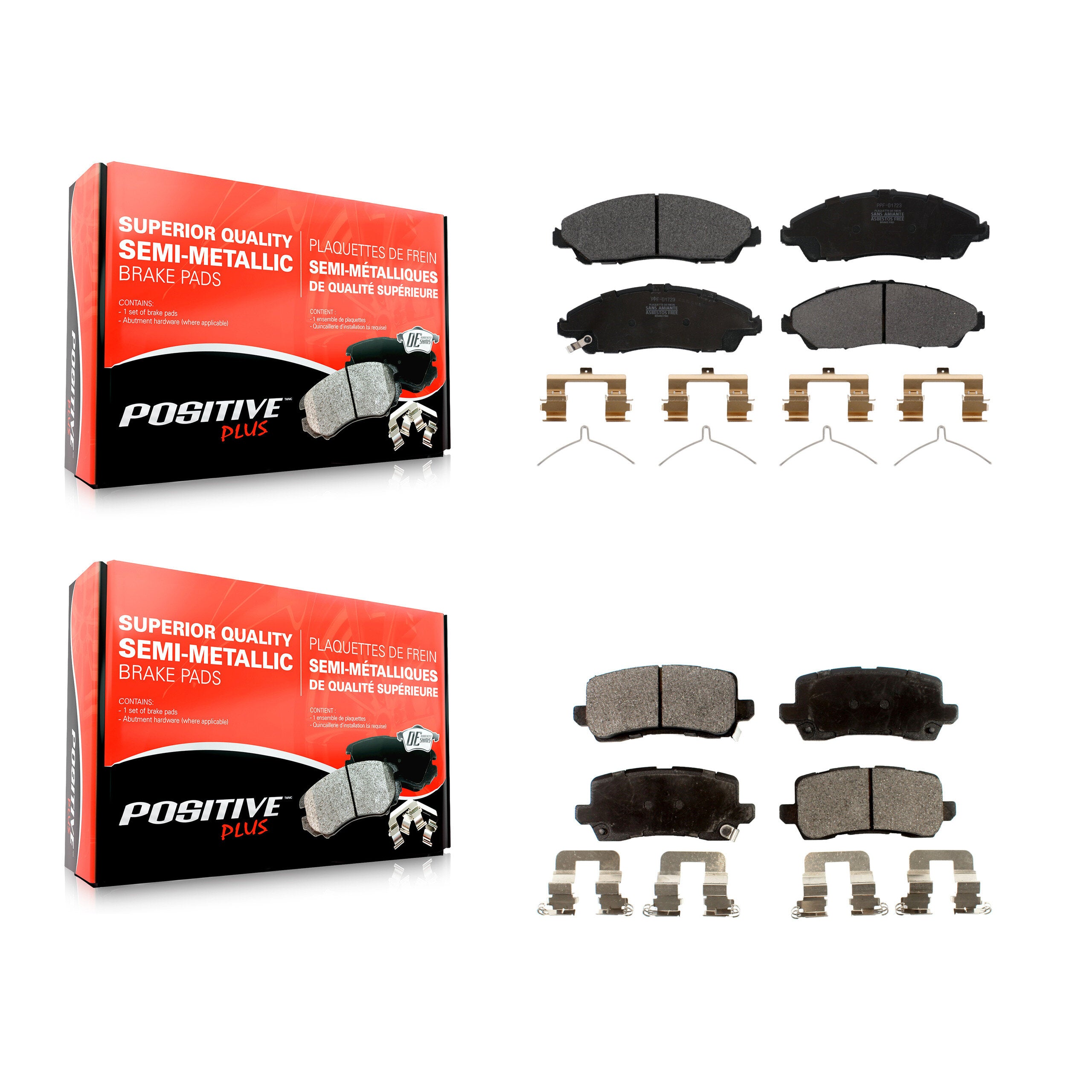 Positive Plus KPF-100265 Disc Brake Pad for 2017-2020 Acura MDX - Front and Rear