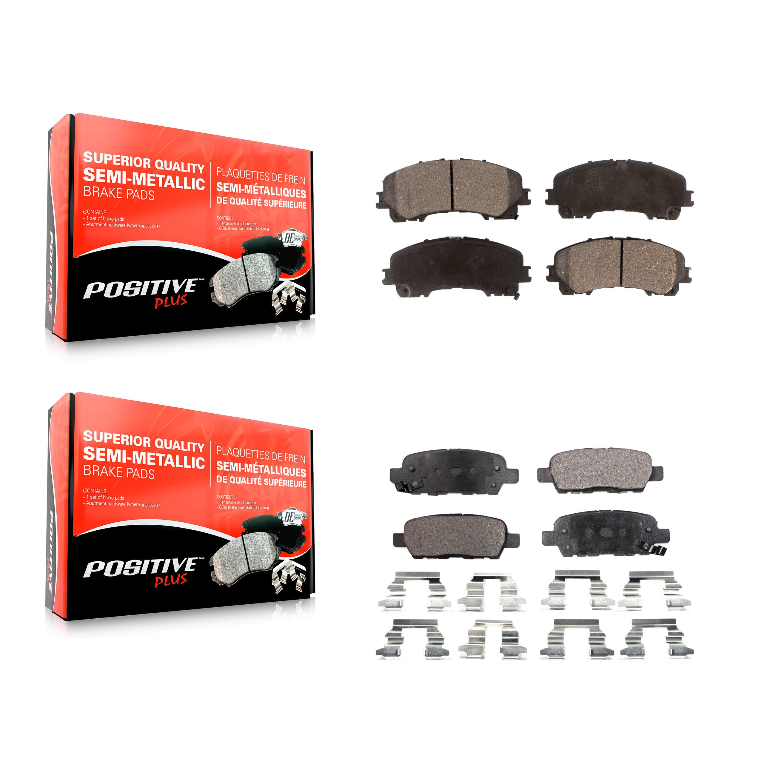 Positive Plus KPF-100270 Disc Brake Pad for 2014-2019 Nissan Rogue, INFINITI QX50 - Front and Rear