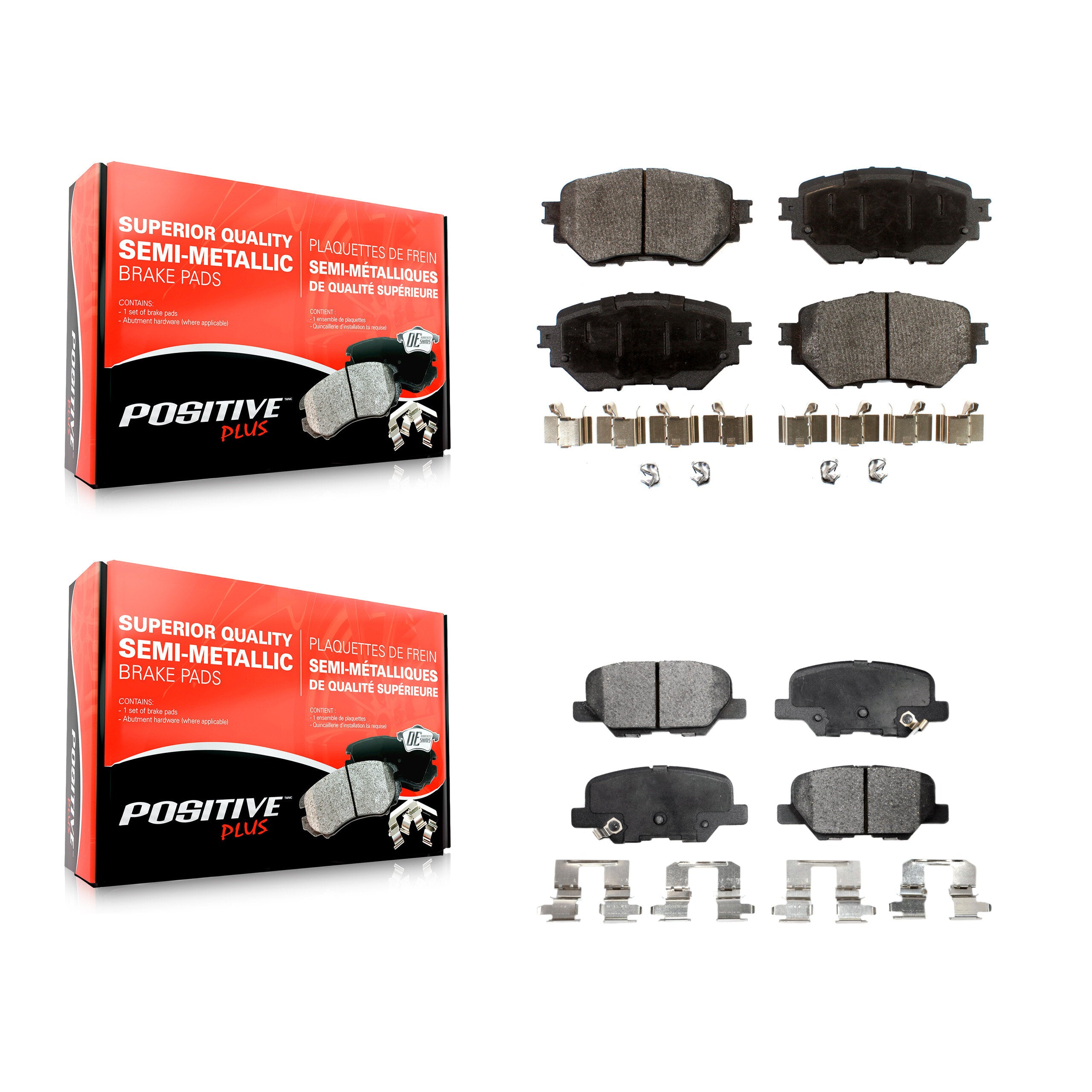 Positive Plus KPF-100272 Disc Brake Pad for 2014-2018 Mazda 3, Mazda 3 Sport - Front and Rear
