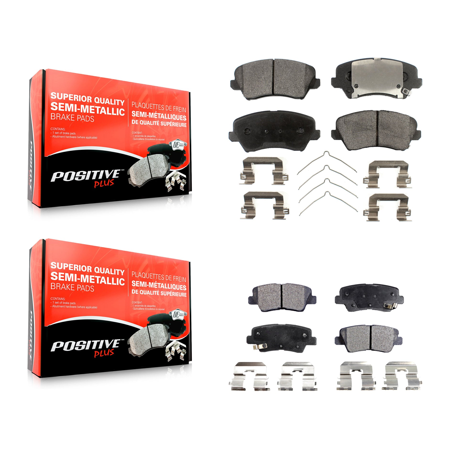 Positive Plus KPF-100280 Disc Brake Pad for 2016-2017 Kia Forte Koup, Hyundai Elantra GT - Front and Rear
