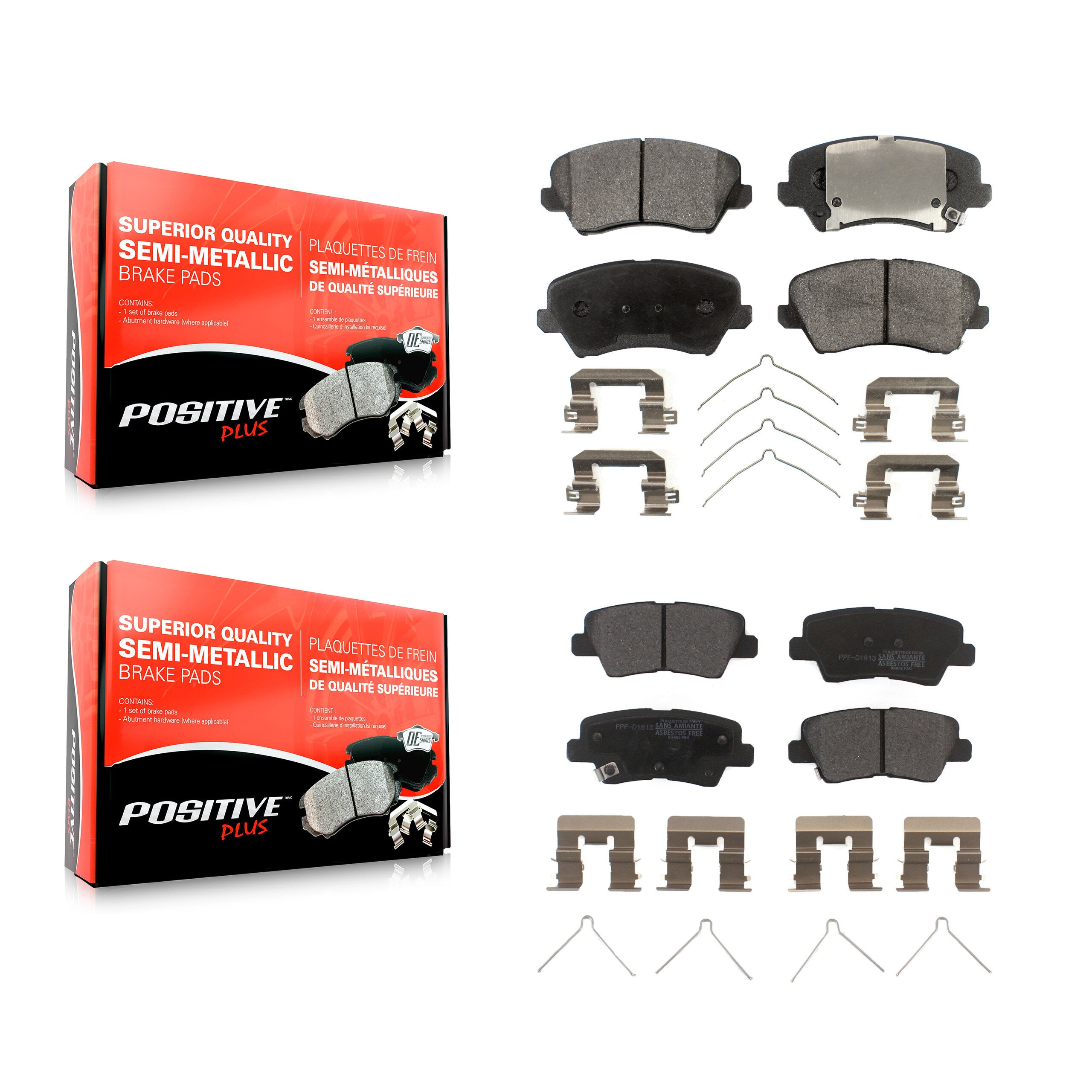 Positive Plus KPF-100281 Disc Brake Pad for 2016-2021 Hyundai Veloster, Hyundai Elantra GT and More - Front and Rear