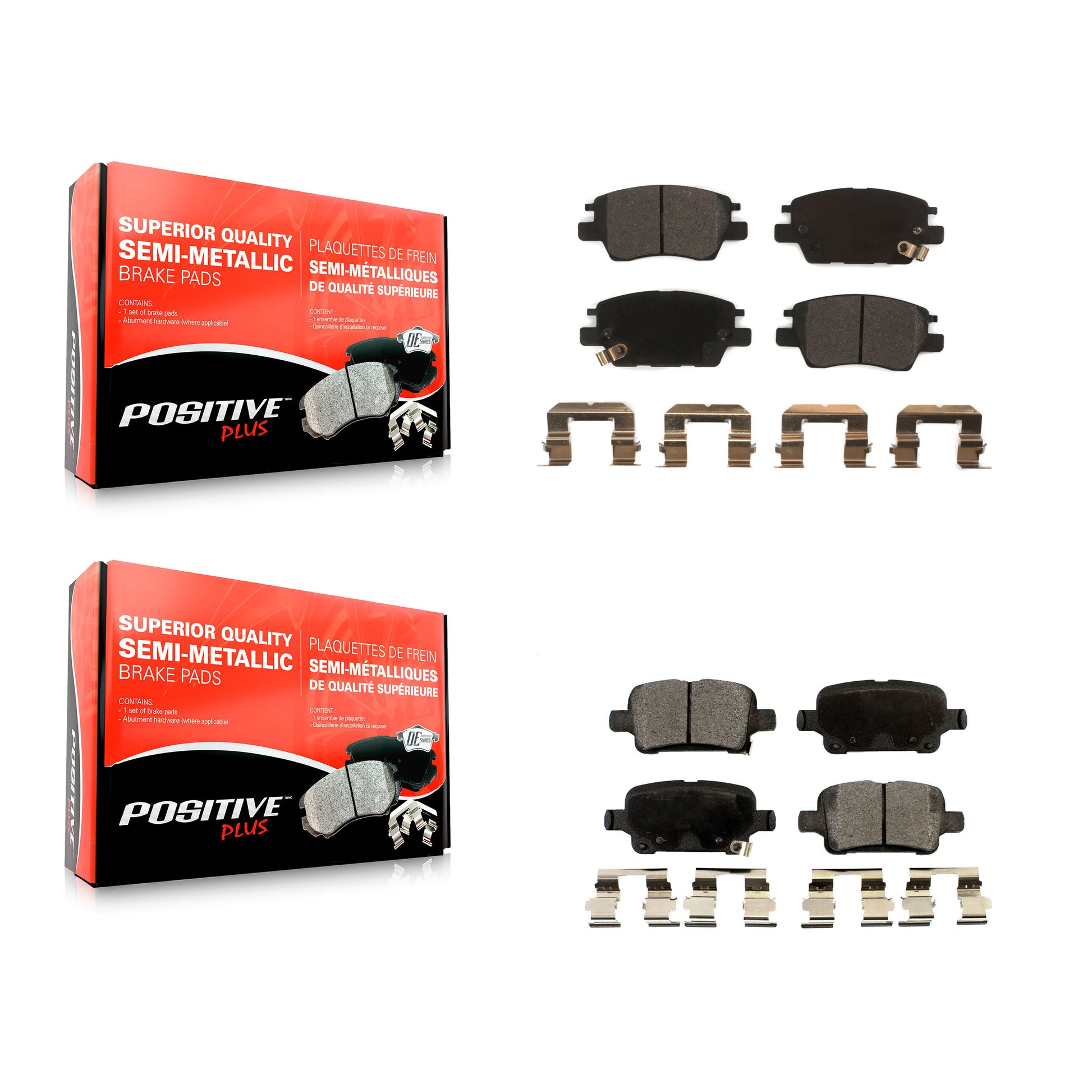 Positive Plus KPF-100282 Disc Brake Pad for 2016-2023 Chevrolet Bolt EUV, Chevrolet Bolt EV and More - Front and Rear