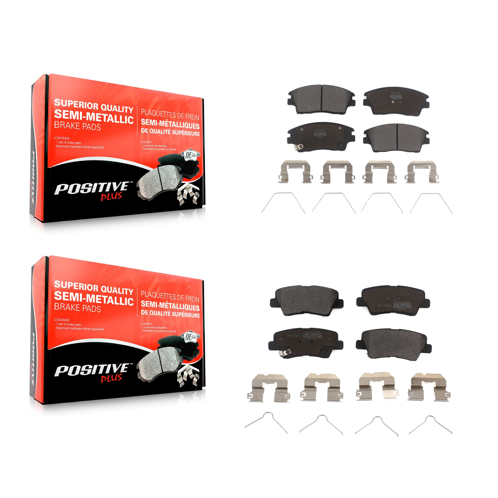 Positive Plus KPF-100283 Disc Brake Pad for 2017-2020 Hyundai Elantra - Front and Rear