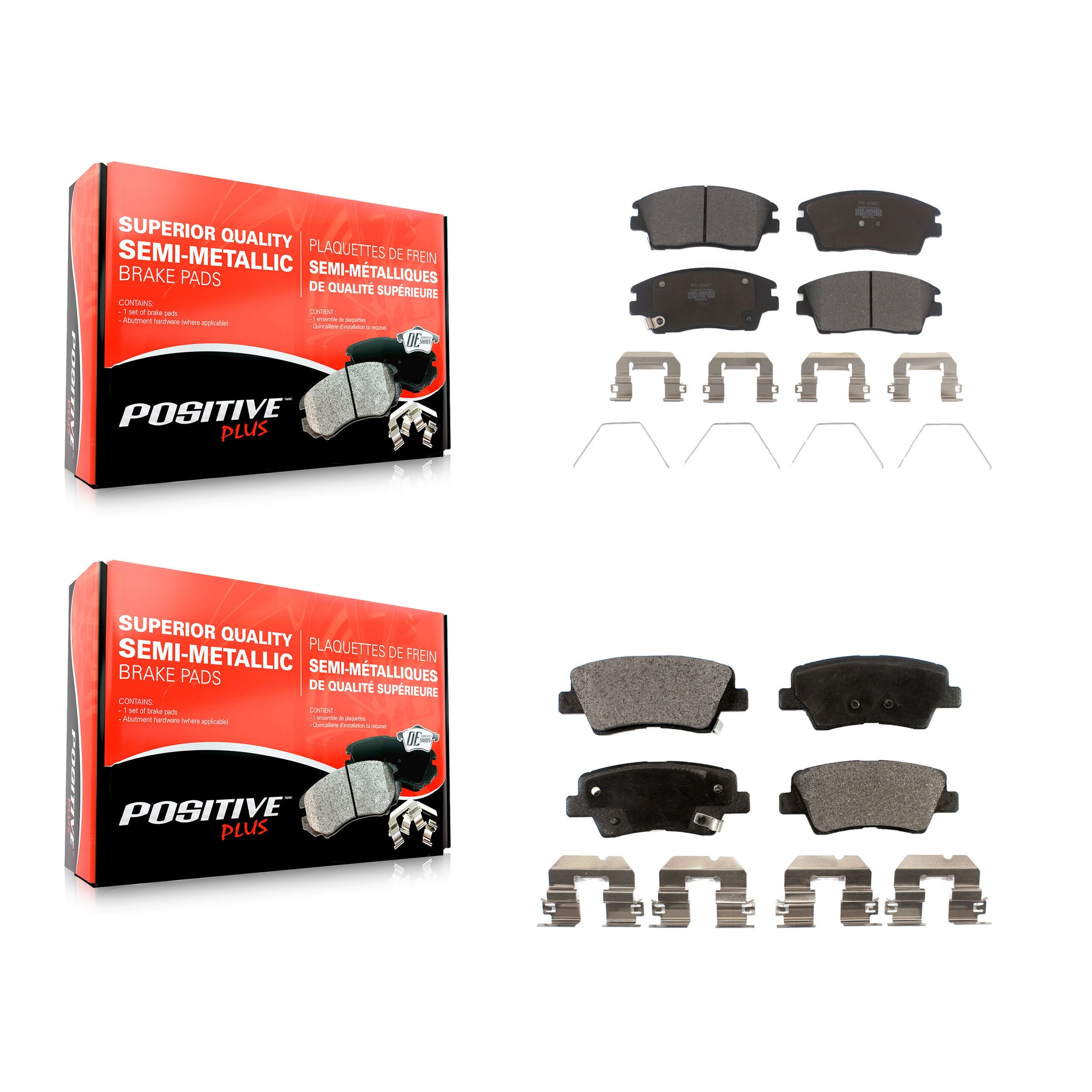 Positive Plus KPF-100284 Disc Brake Pad for 2016-2022 Hyundai Tucson, Kia Sportage - Front and Rear