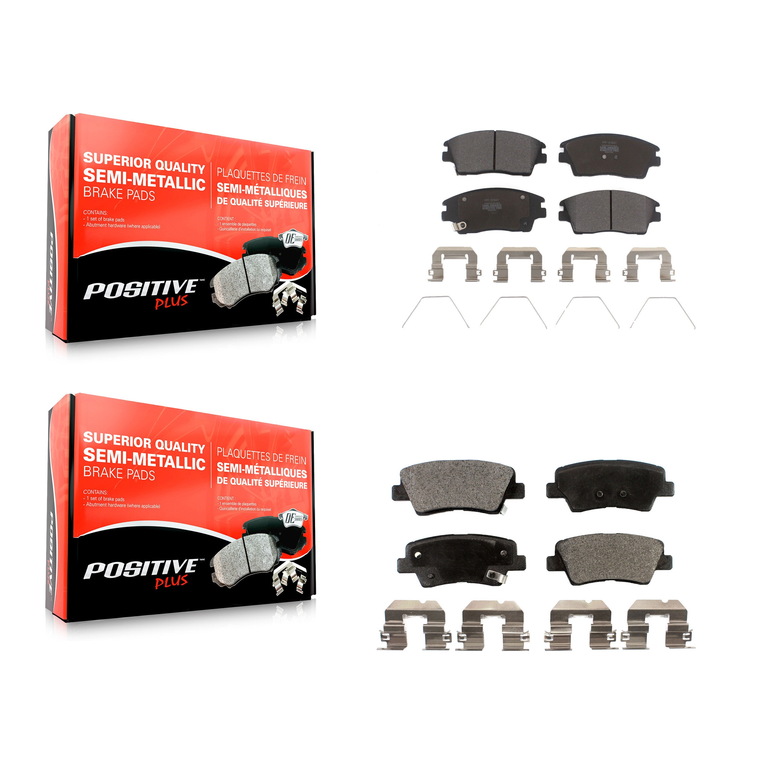 Positive Plus KPF-100284 Disc Brake Pad for 2016-2022 Hyundai Tucson, Kia Sportage - Front and Rear