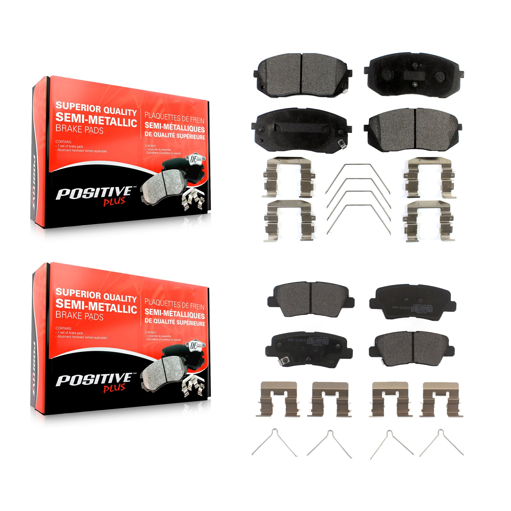 Positive Plus KPF-100286 Disc Brake Pad for 2016-2024 Kia Forte, Hyundai Kona and More - Front and Rear