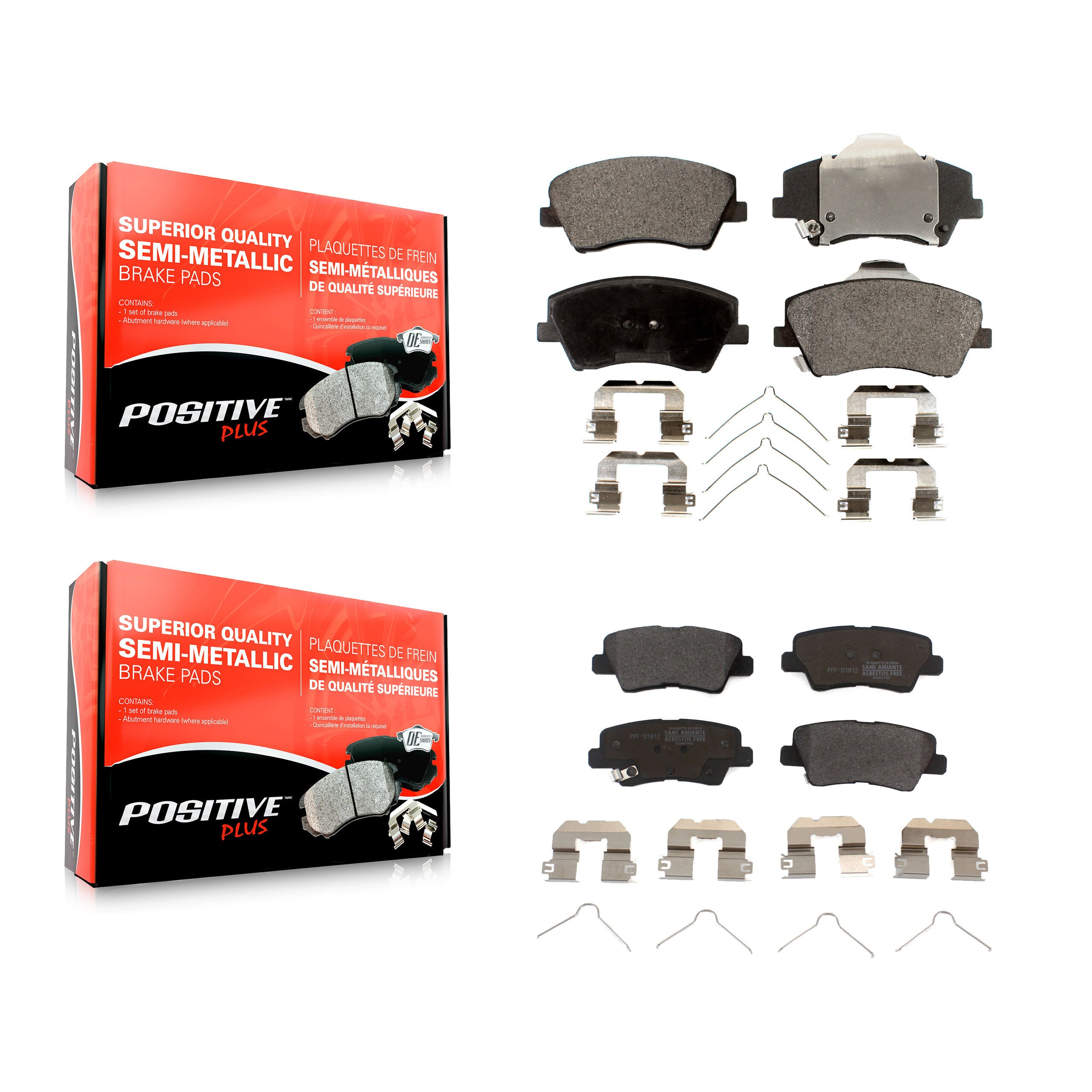 Positive Plus KPF-100289 Disc Brake Pad for 2017-2022 Hyundai Elantra, Hyundai Ioniq, Kia Niro - Front and Rear