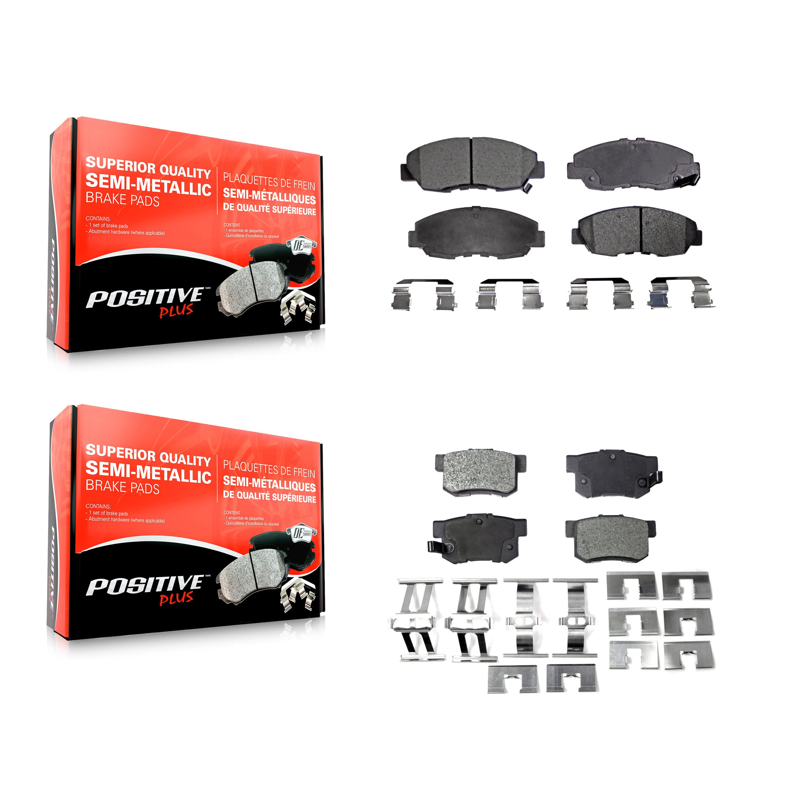 Positive Plus KPF-100303 Disc Brake Pad for 1998-2011 Honda Civic, Acura EL, Honda Accord - Front and Rear