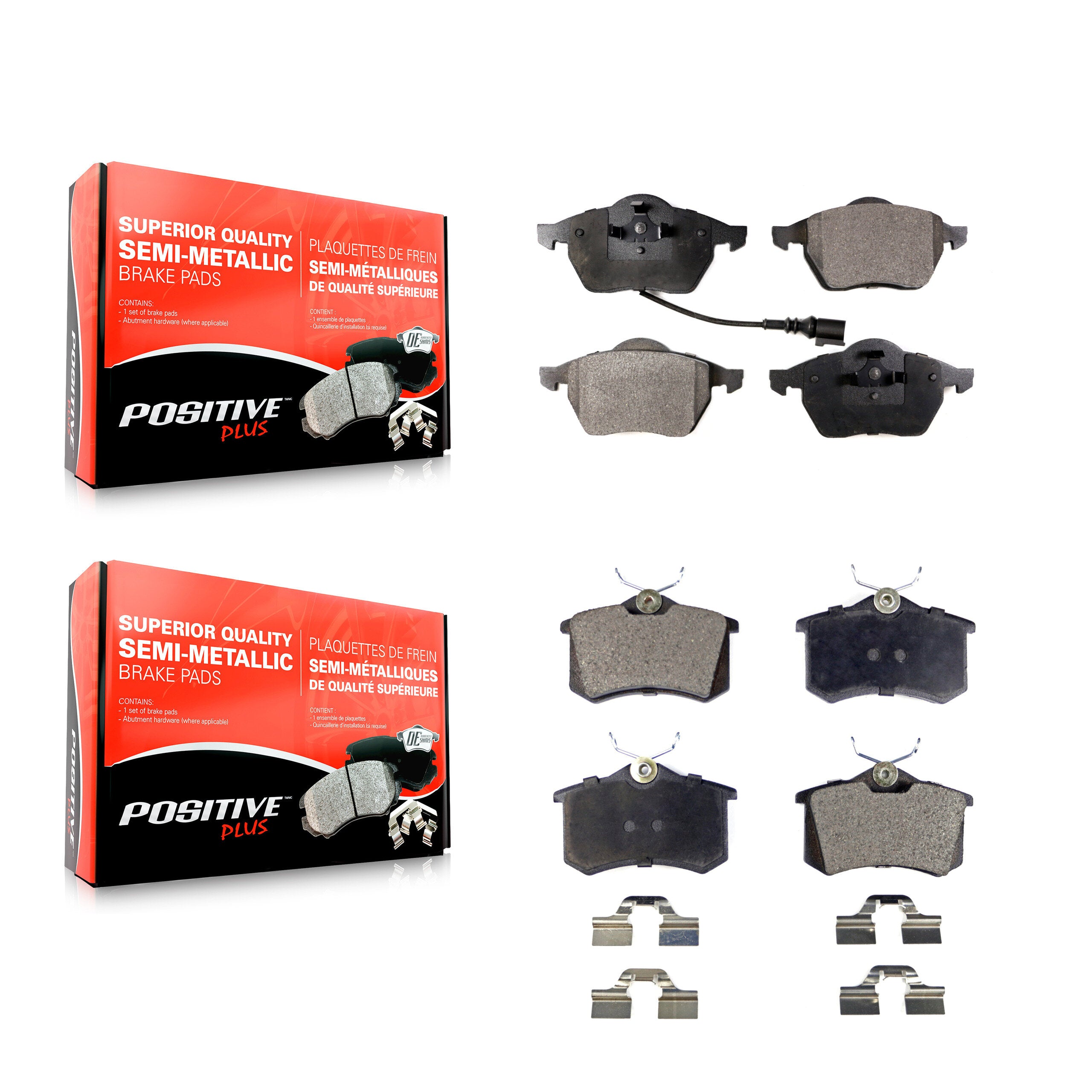 Positive Plus KPF-100327 Disc Brake Pad for 1996-2010 Volkswagen Beetle, Volkswagen Golf and More - Front and Rear