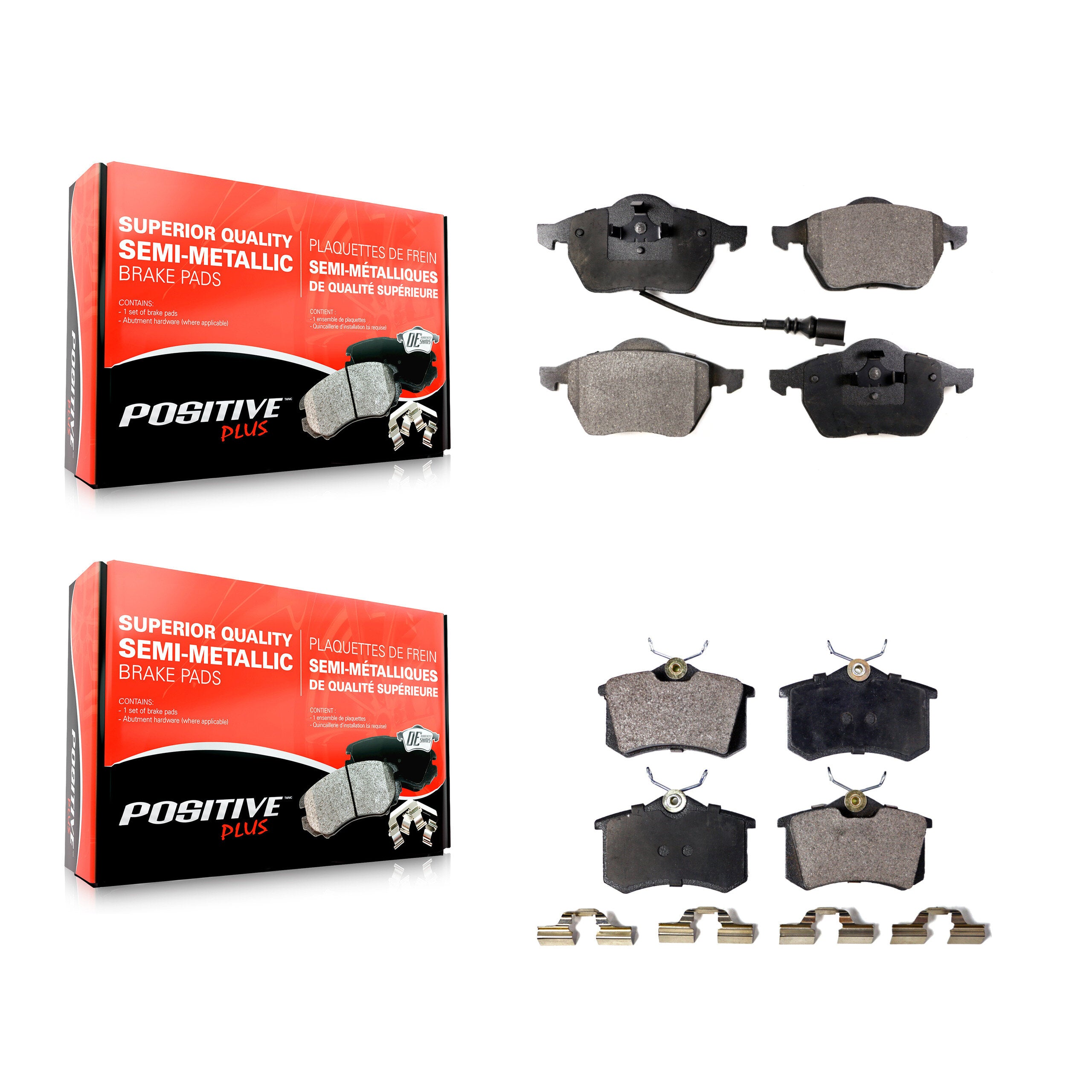 Positive Plus KPF-100328 Disc Brake Pad for 1998-2006 Volkswagen Golf, Volkswagen Jetta and More - Front and Rear