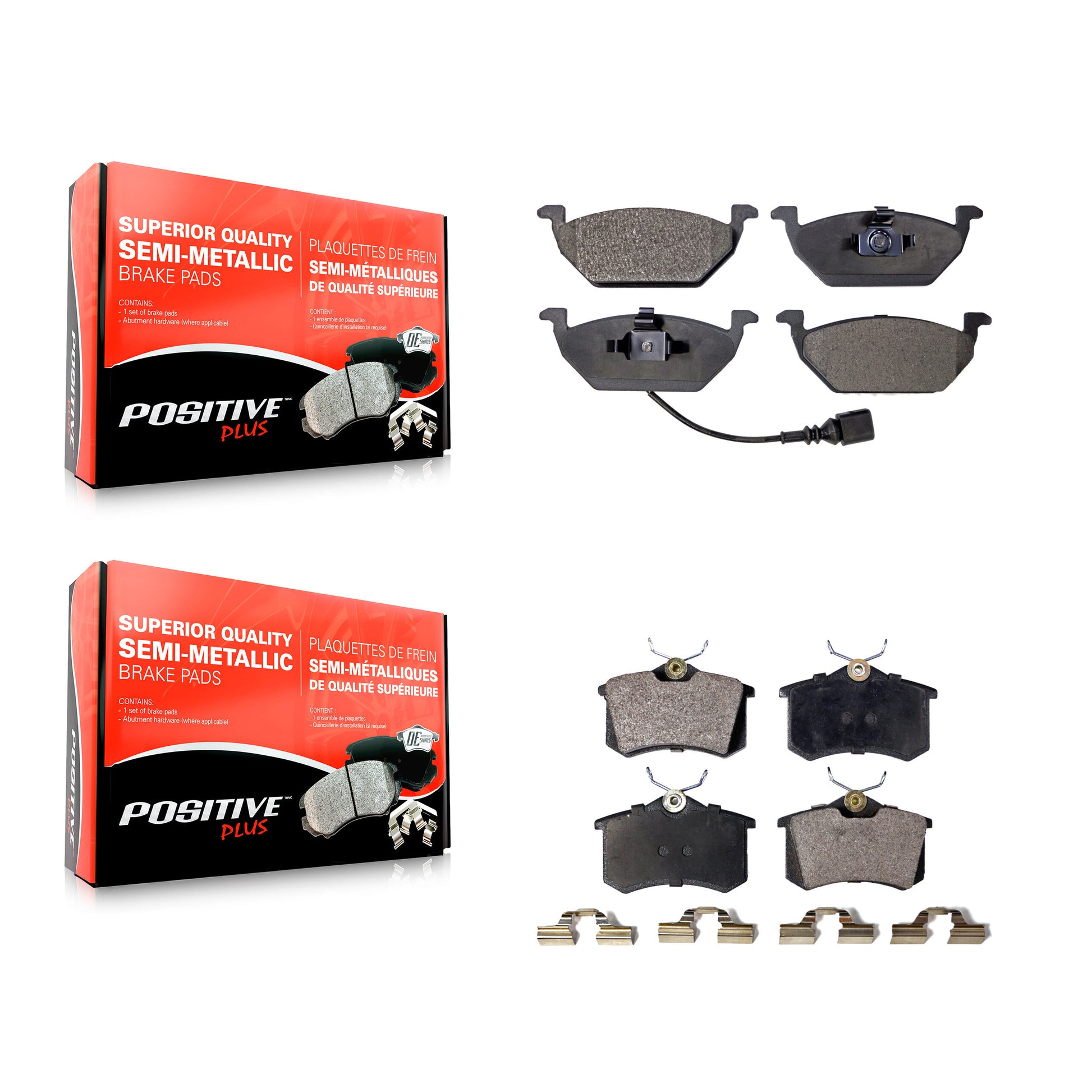 Positive Plus KPF-100347 Disc Brake Pad for 1998-2010 Volkswagen Golf City, Volkswagen Jetta City and More - Front and Rear