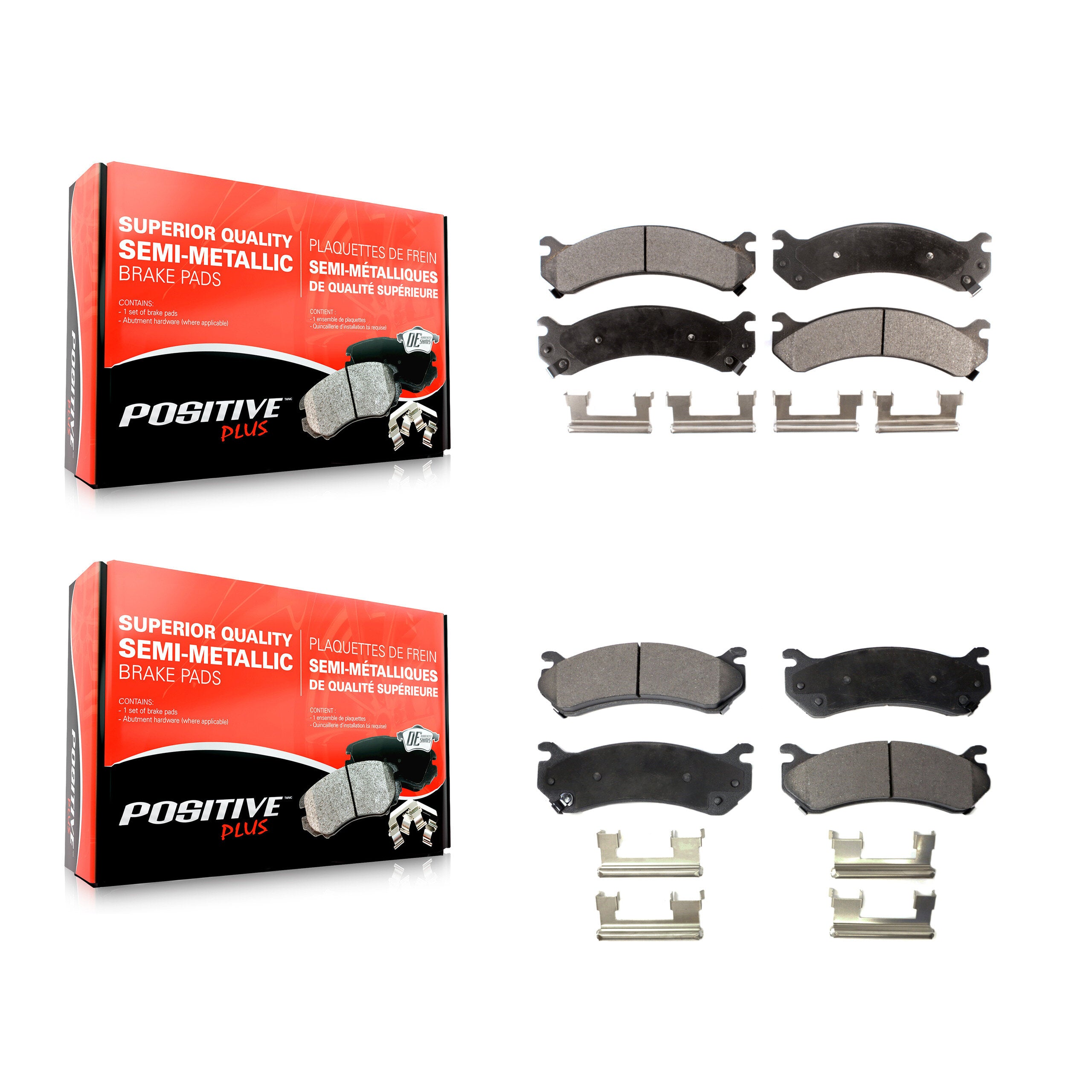 Positive Plus KPF-100350 Disc Brake Pad for 1999-2013 Chevrolet Silverado 1500 HD Classic, Chevrolet Silverado 2500 HD Classic and More - Front and Rear