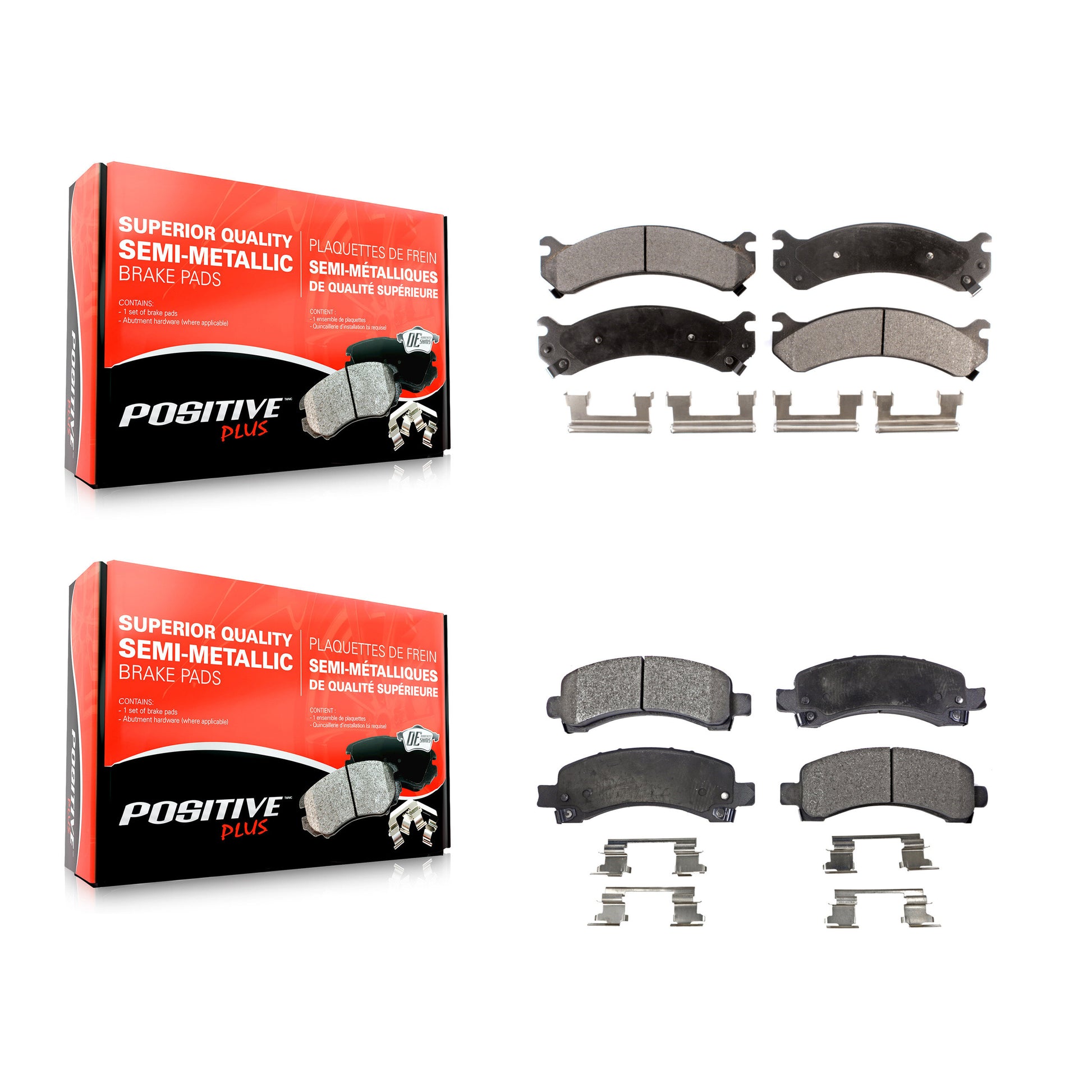 Positive Plus KPF-100353 Disc Brake Pad for 2003-2020 Chevrolet Express 4500, Chevrolet Express 2500 and More - Front and Rear