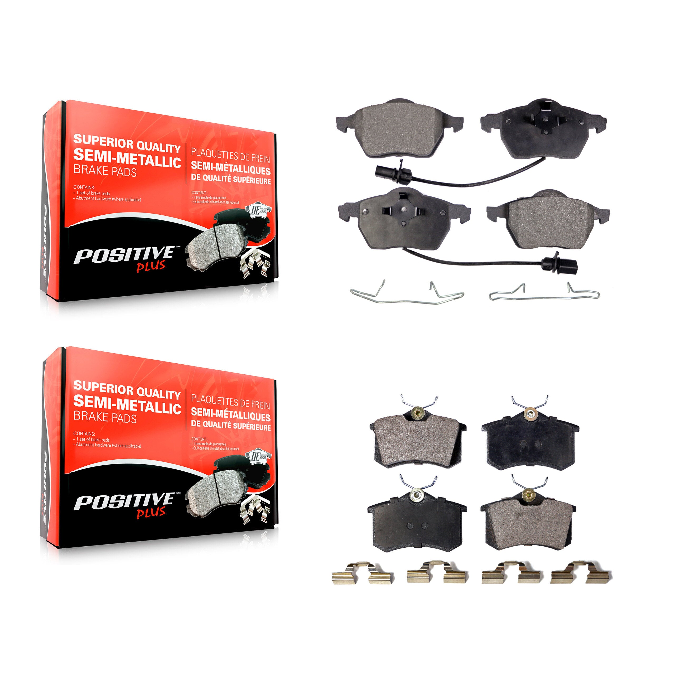 Positive Plus KPF-100381 Disc Brake Pad for 1999-2005 Audi A4, Audi A6 and More - Front and Rear